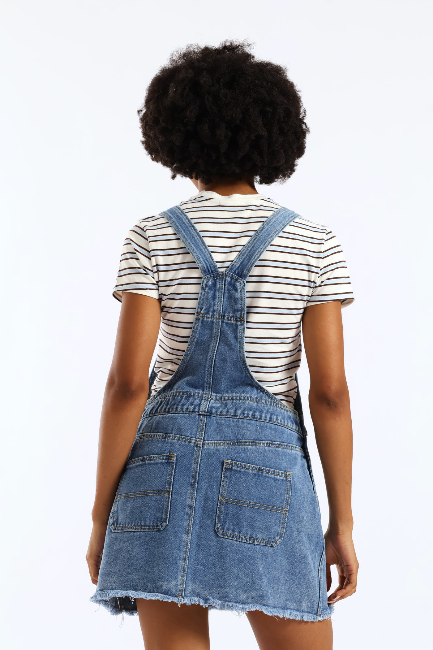 Denim Pinafore Dress - Salty Mid Wash - Image 2