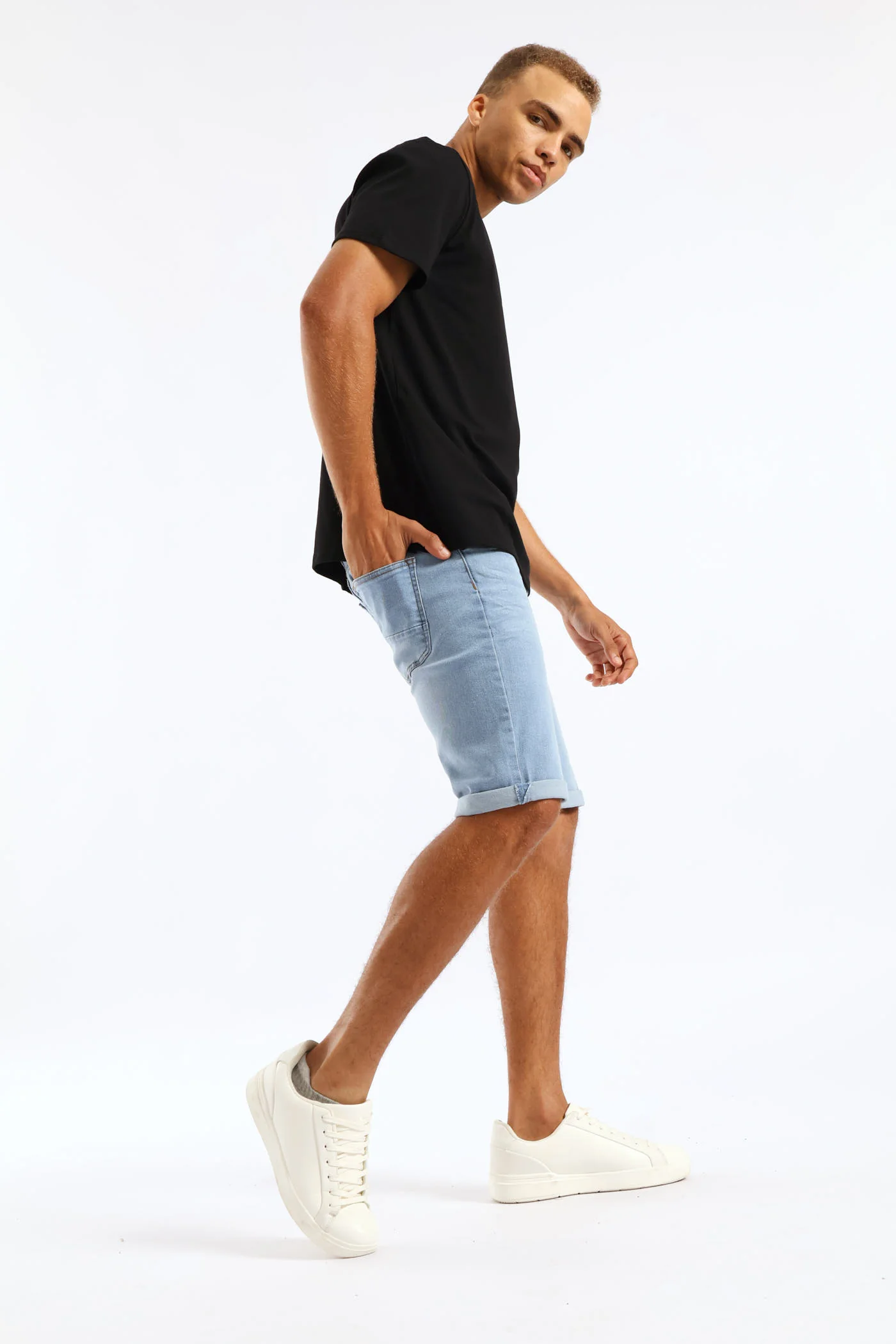 Denim Shorts - Light Blue - Image 3