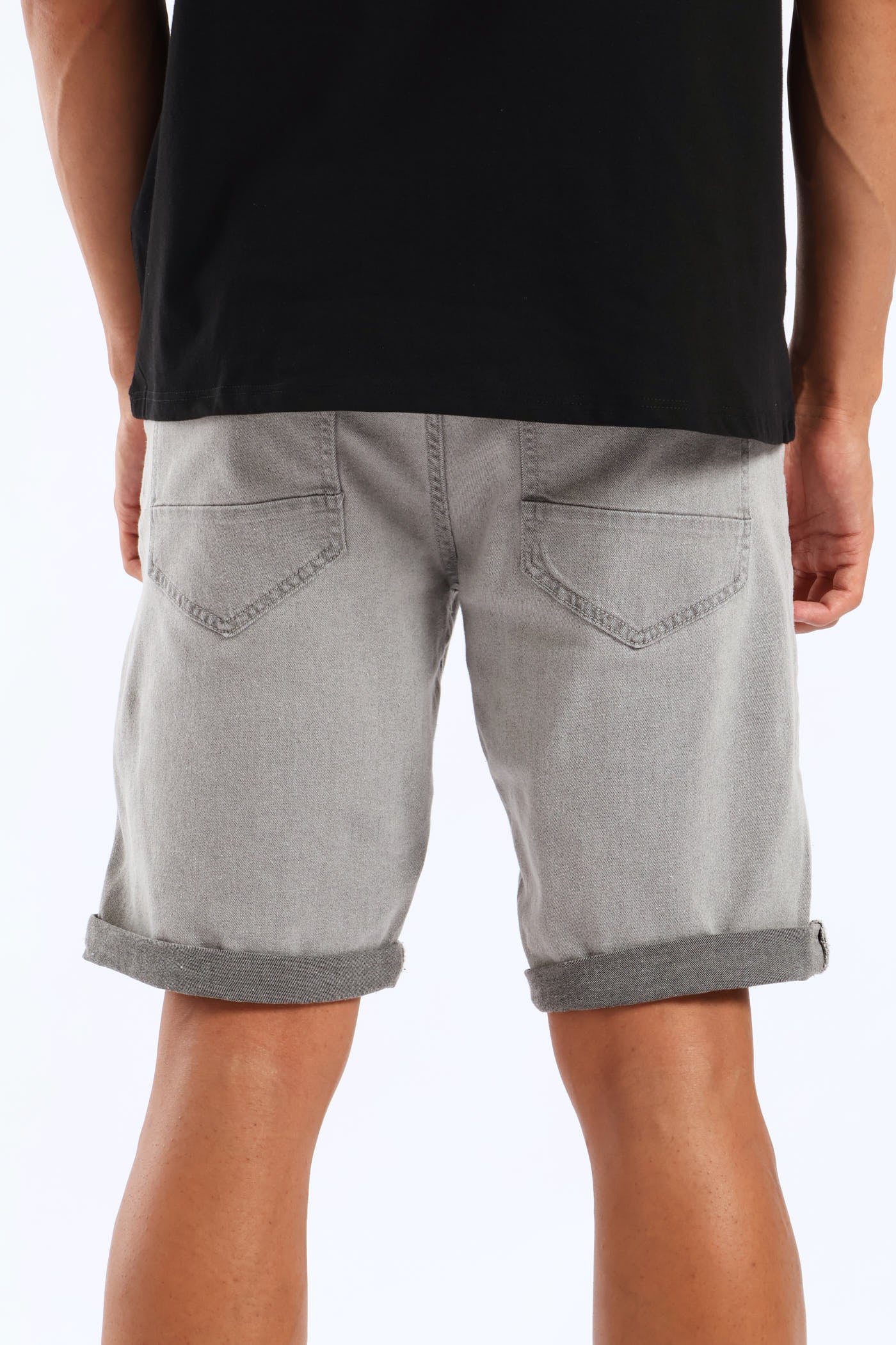 Denim Shorts - Light Grey - Image 3