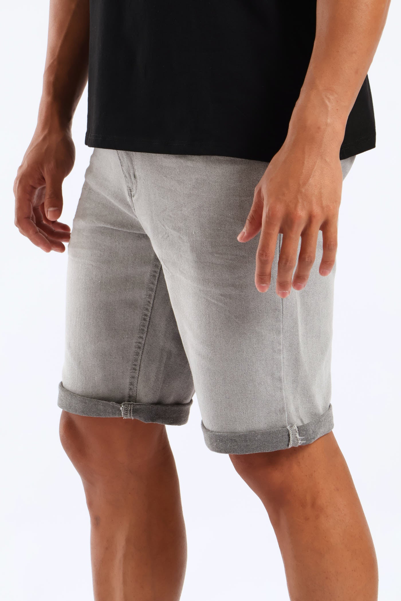 Denim Shorts - Light Grey - Image 6