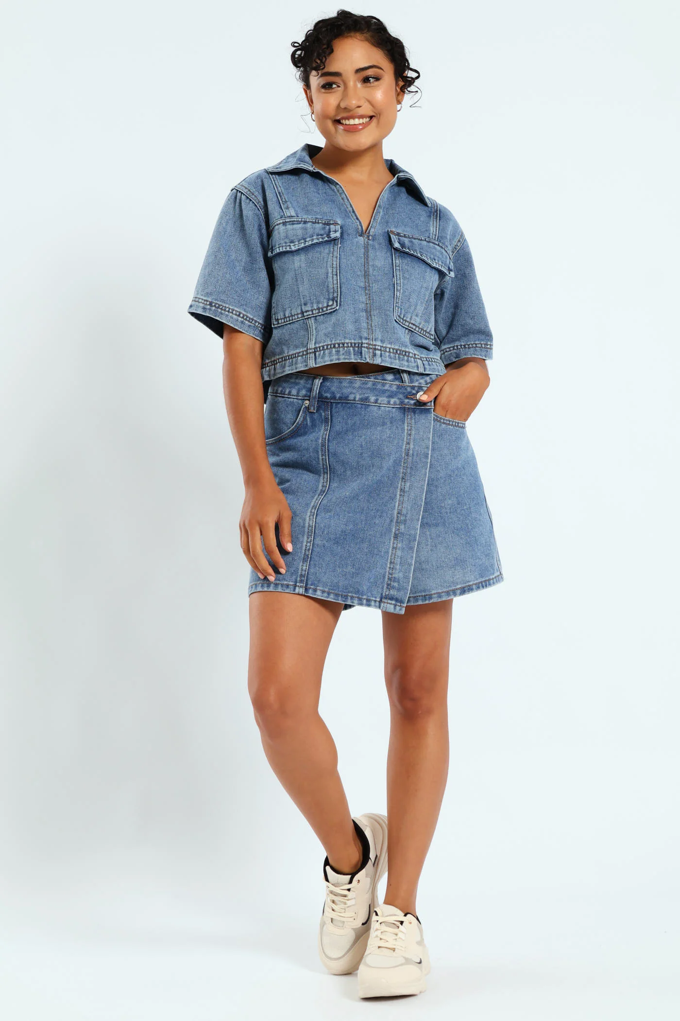 Denim Skort - Mid Blue - Image 2