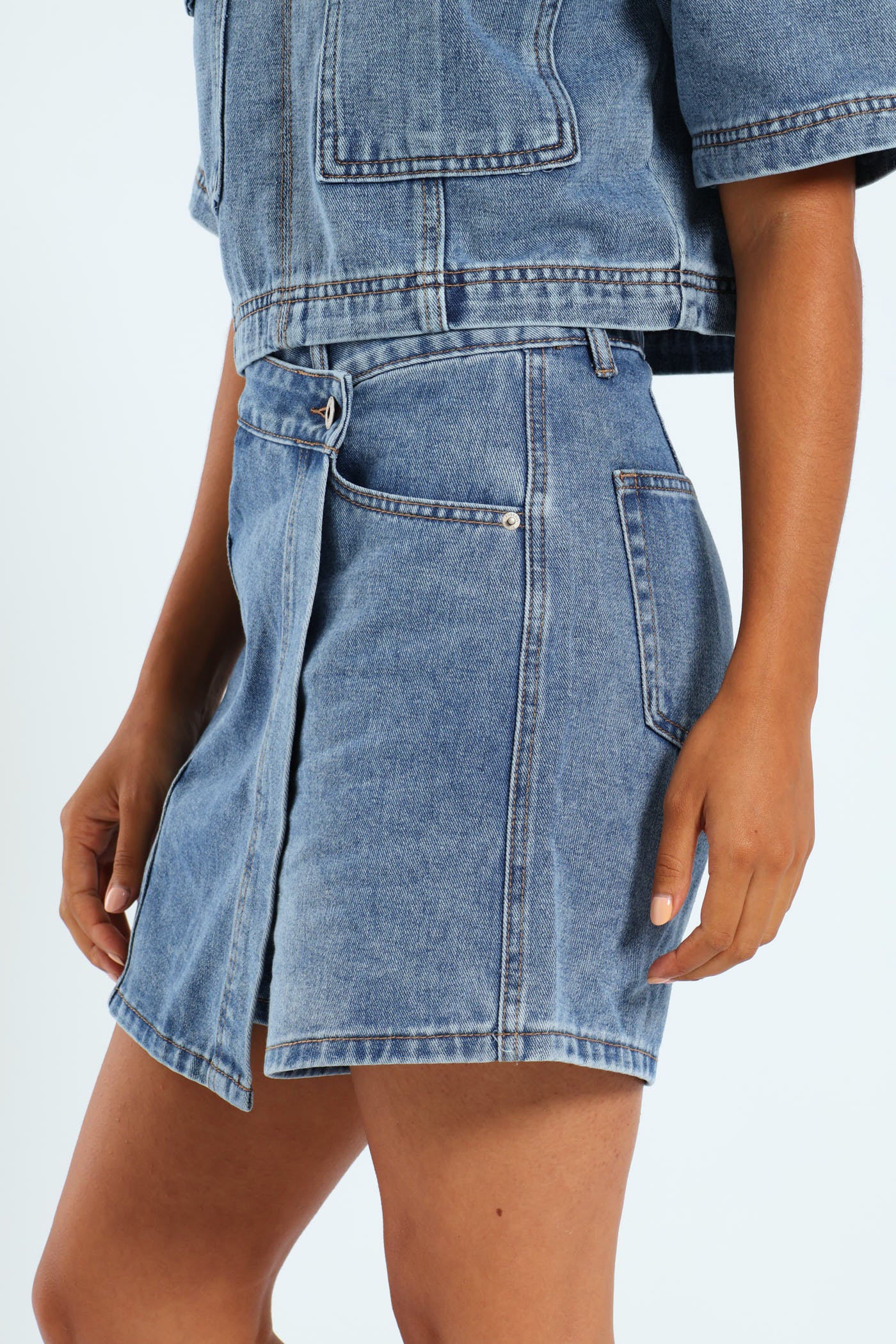 Denim Skort - Mid Blue - Image 3