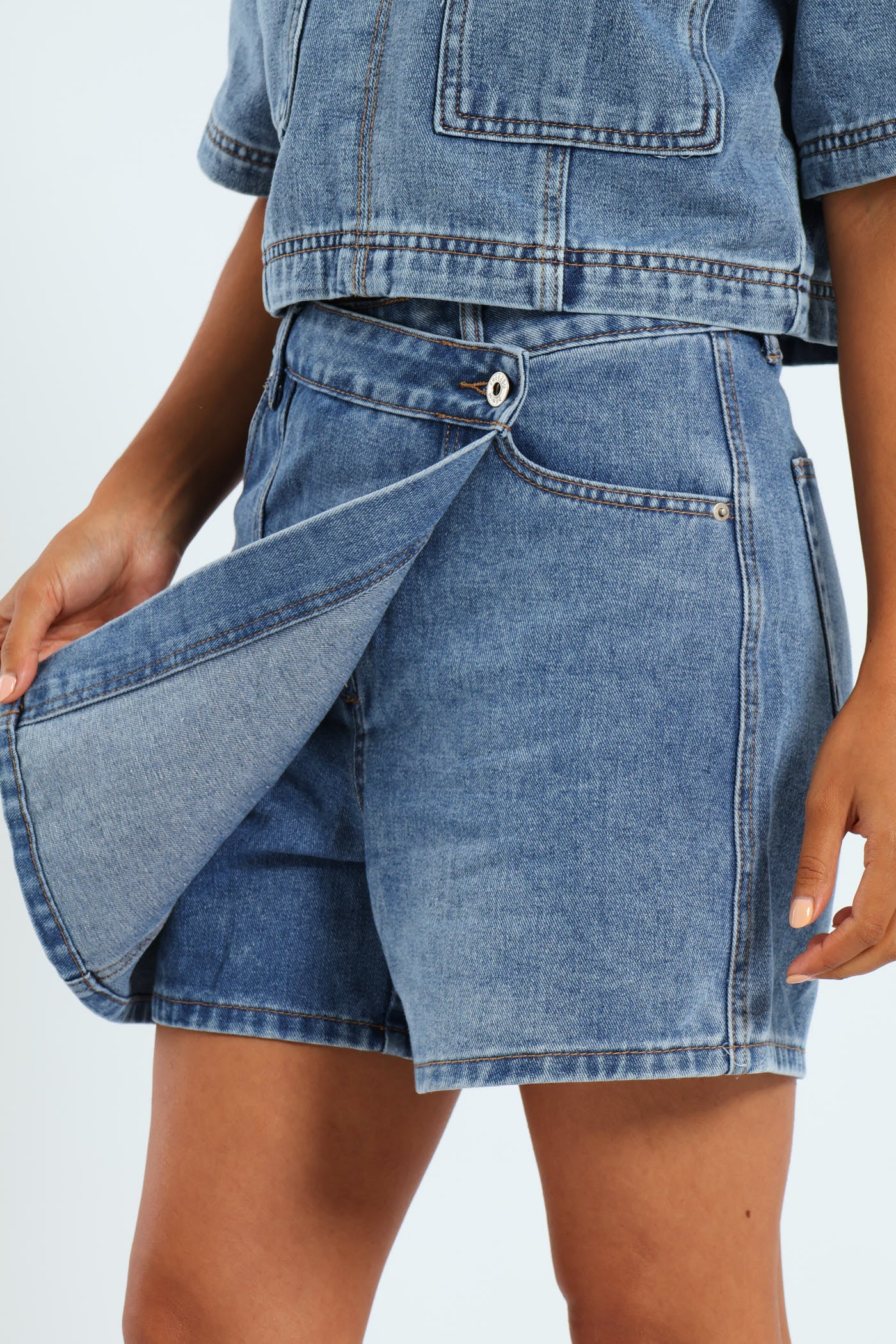 Denim Skort - Mid Blue - Image 5