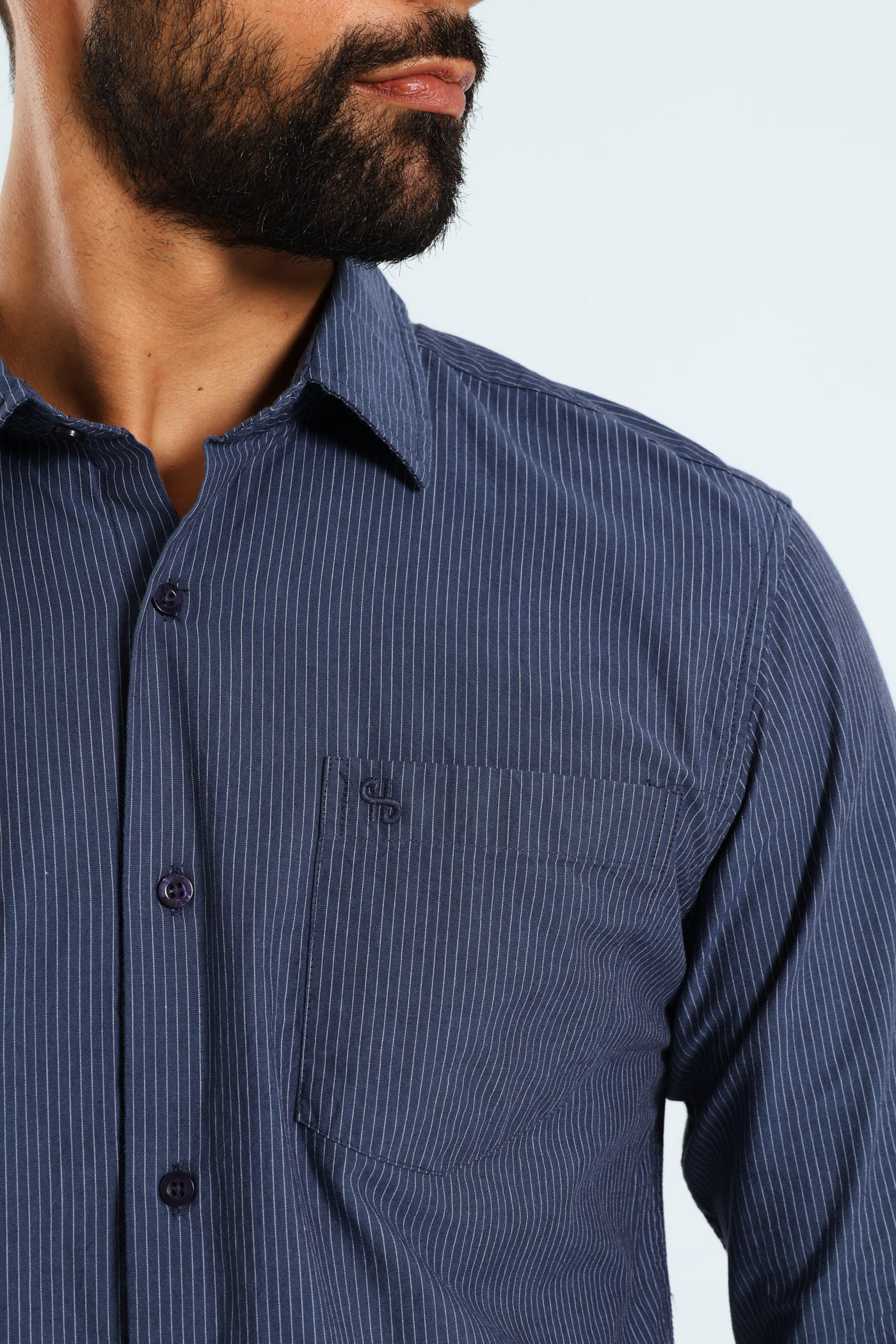 Soft Denim Stripe Shirt - Blue - Image 3