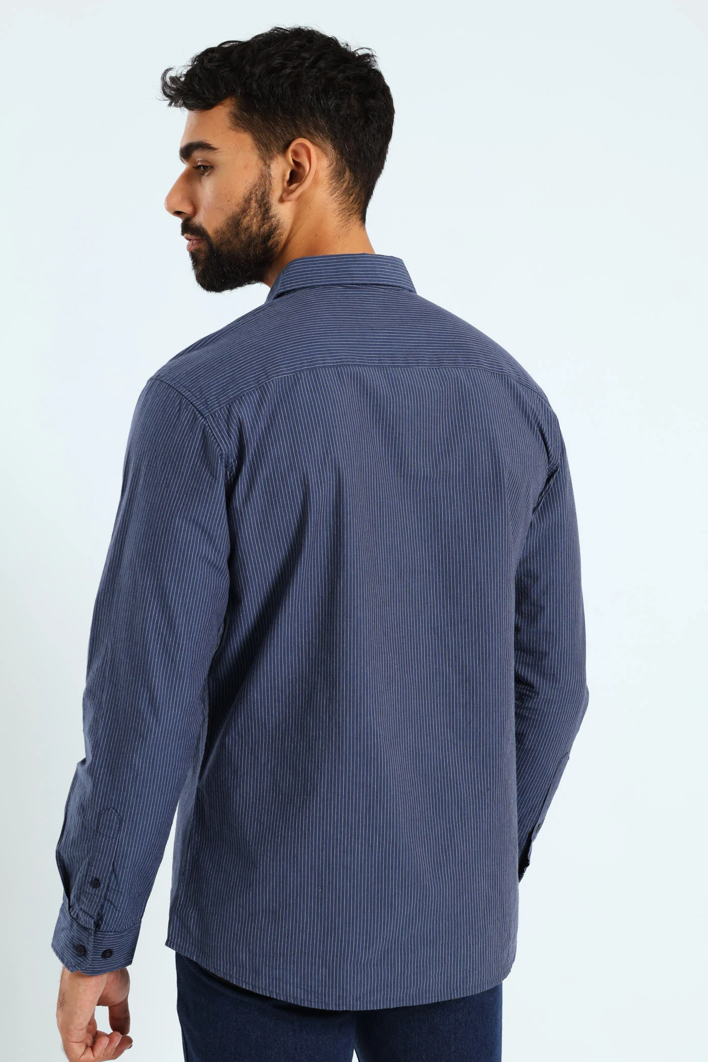 Soft Denim Stripe Shirt - Blue - Image 6