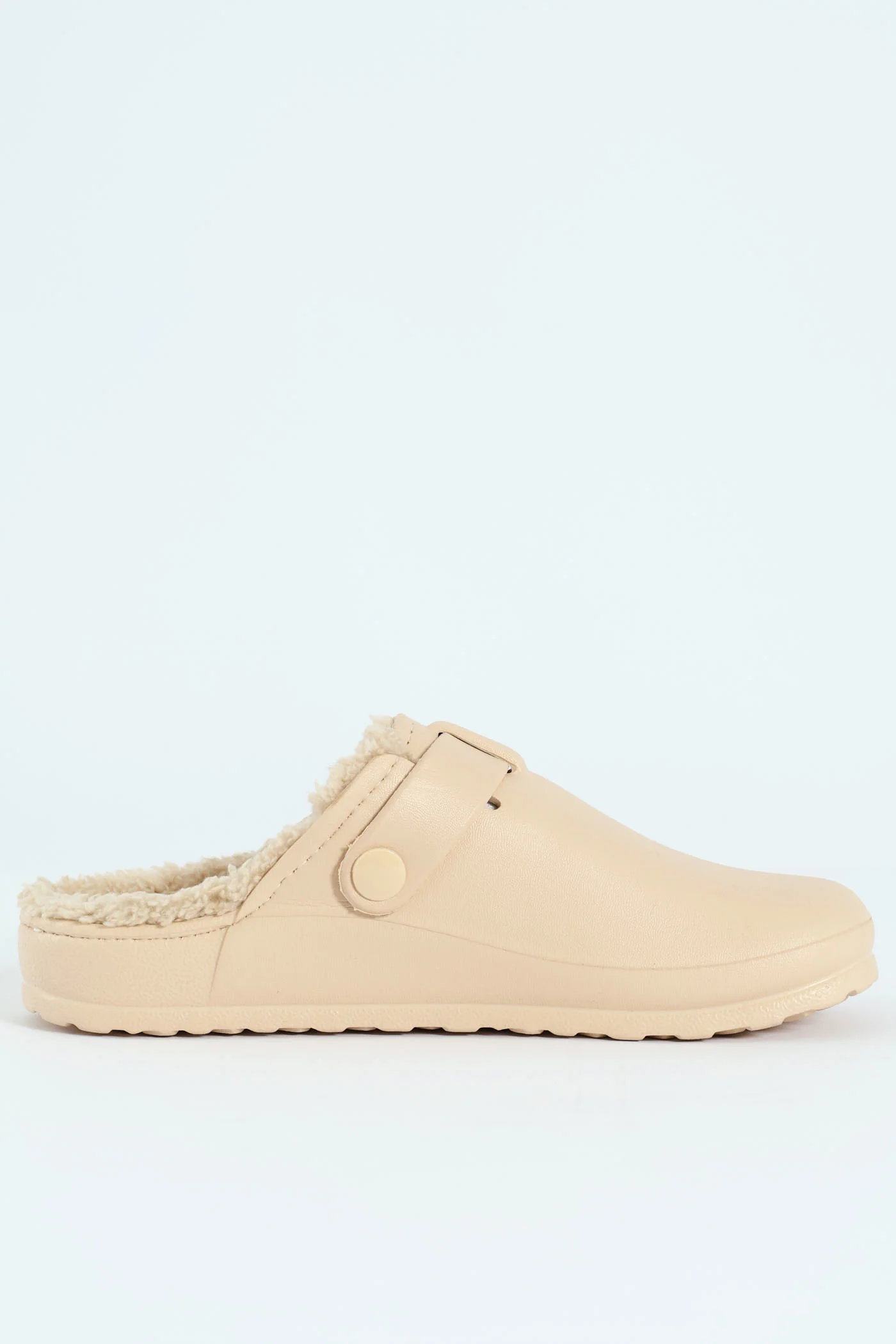 Desi Fur Lined Buckle Slip On Mule - Natural - Image 3