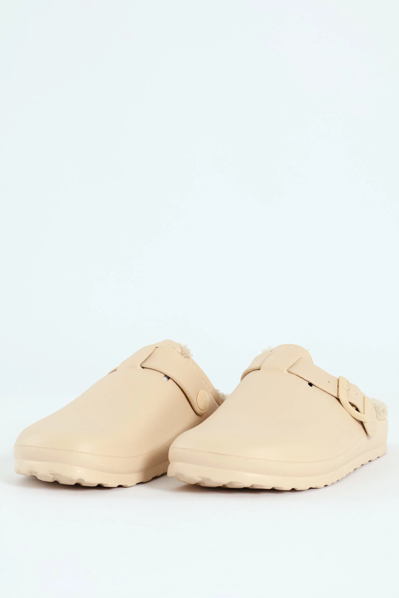 Desi Fur Lined Buckle Slip On Mule - Natural - Image 5