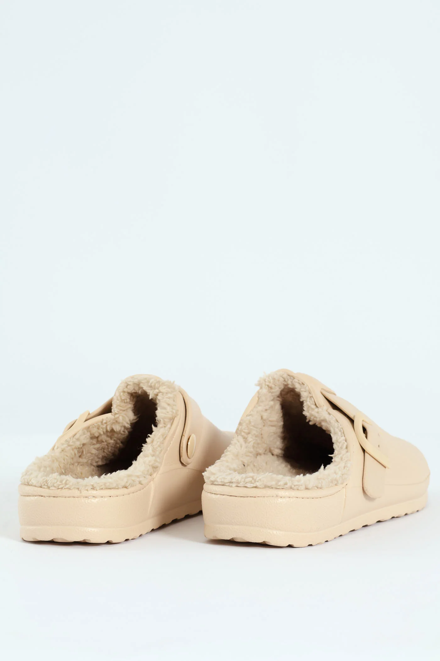 Desi Fur Lined Buckle Slip On Mule - Natural - Image 6