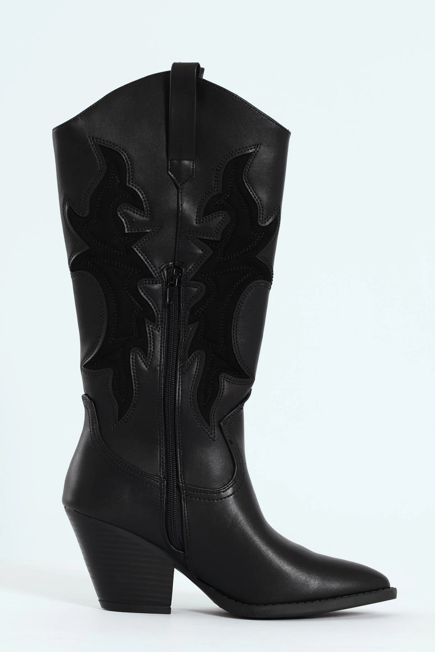 Detailed Cowboy Boot - Black - Image 2