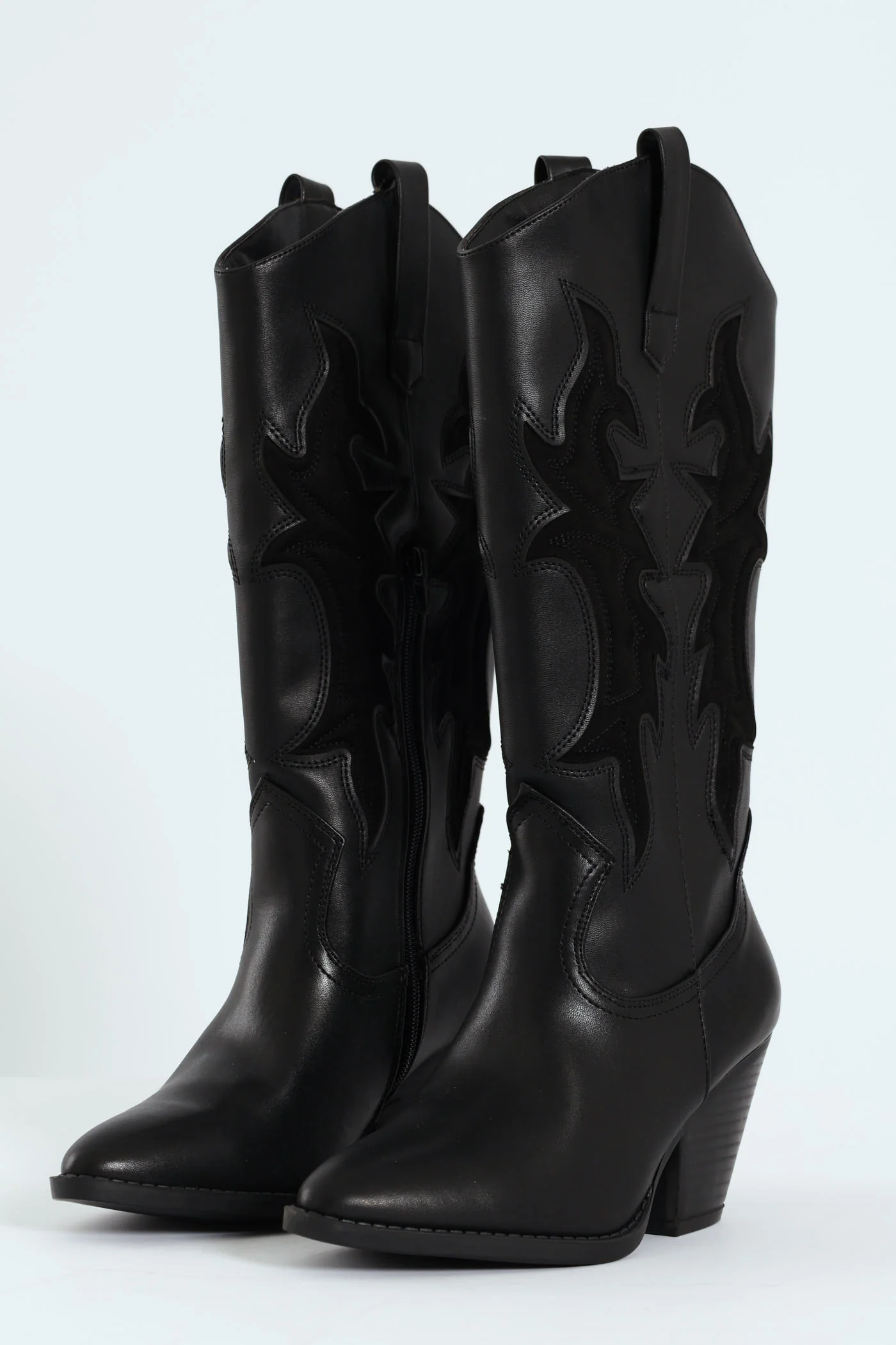 Detailed Cowboy Boot - Black - Image 4