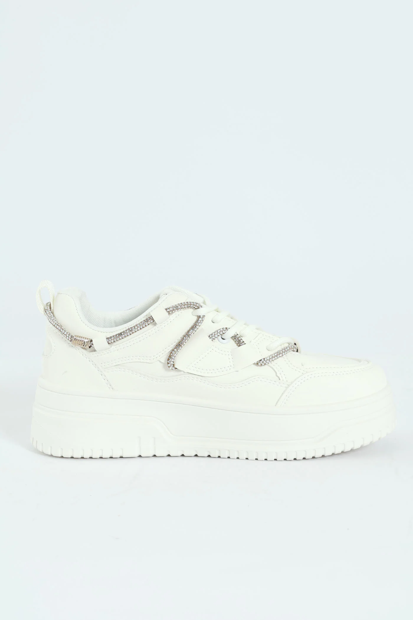 Diamante Band Chunky Sneaker - White - Image 4