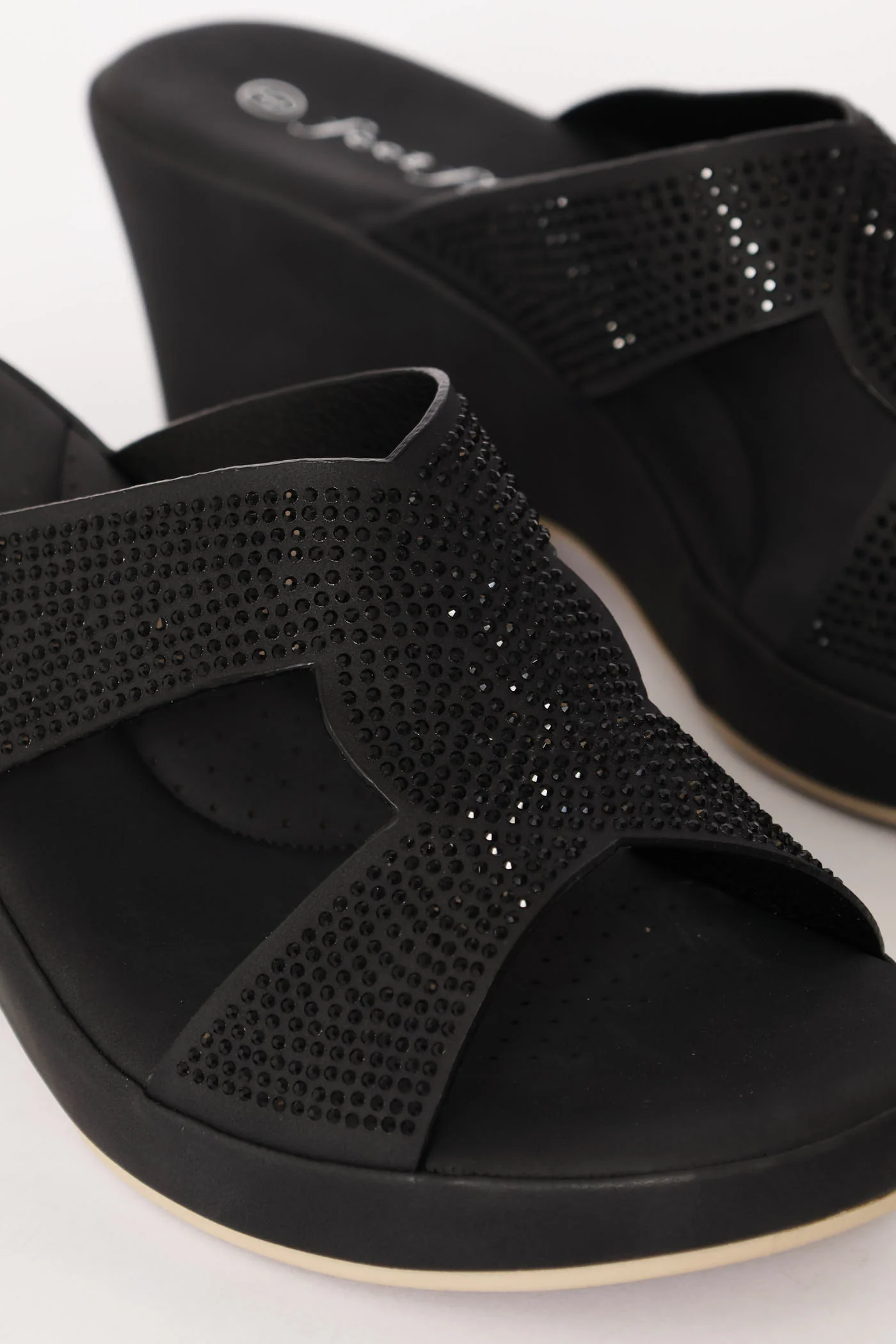 Diamante Clog Heel - Black - Image 2