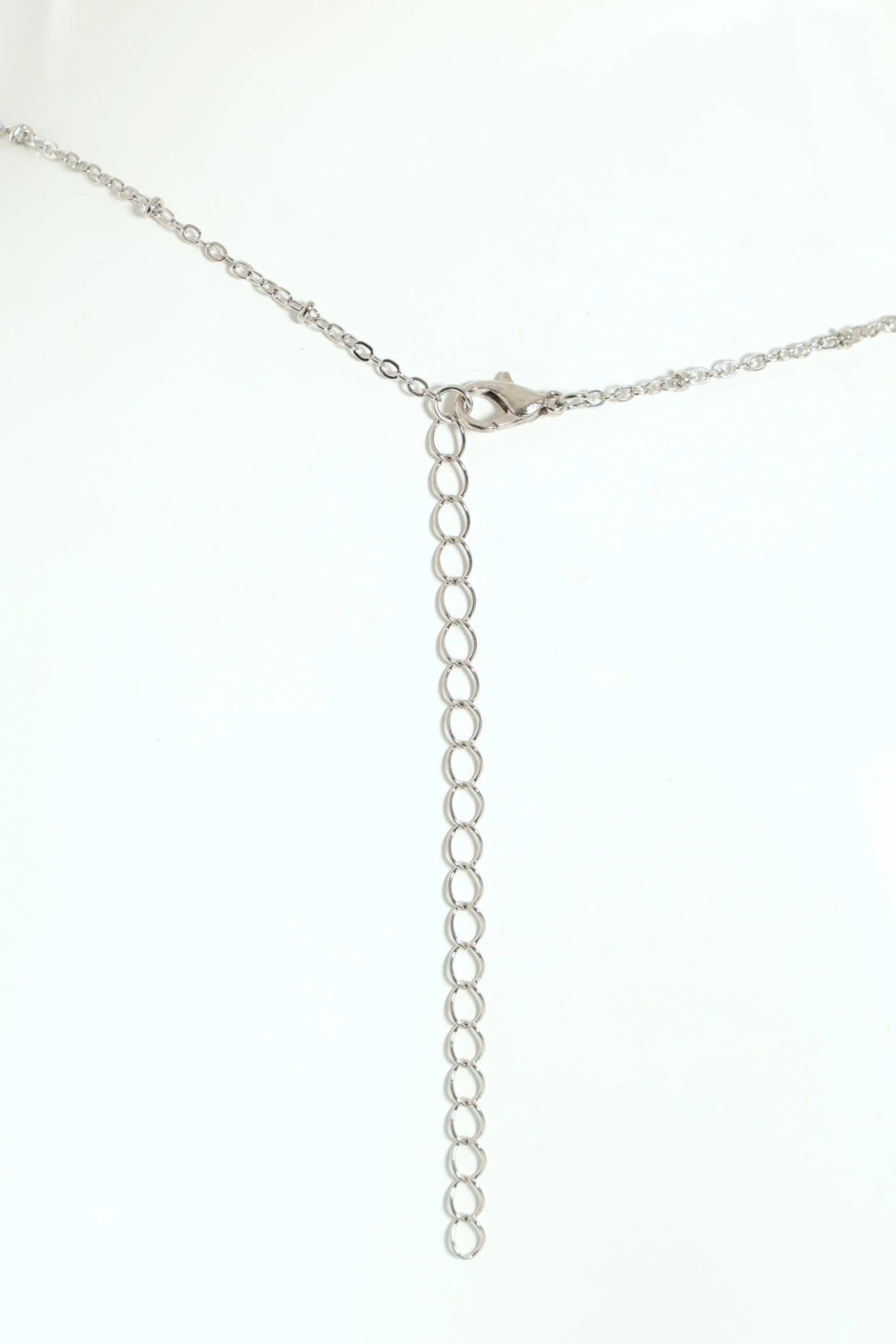 Diamante Cutout Heart Pendant Necklace - Silver - Image 3