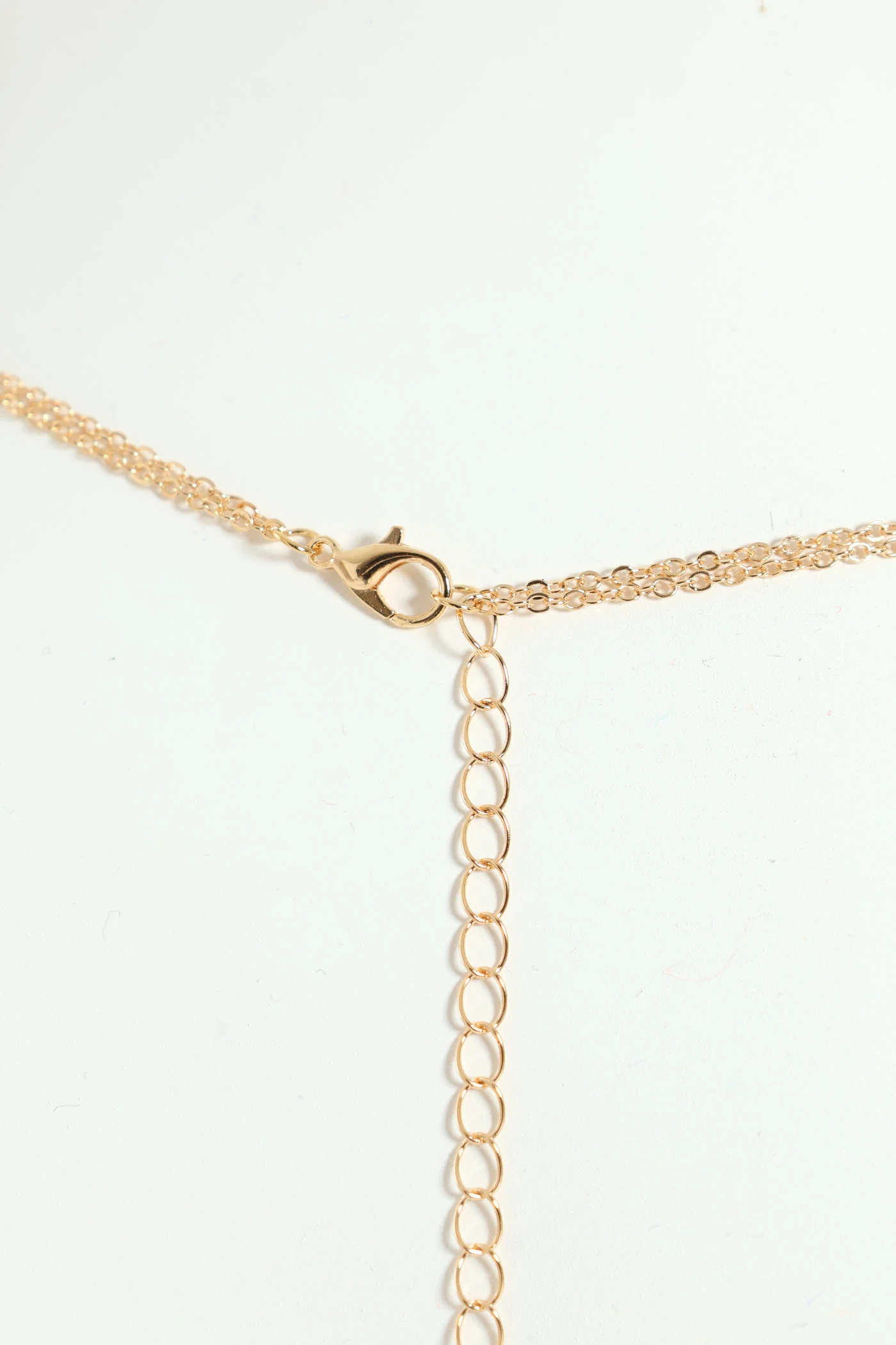 Diamante Double Petal Pendant Necklace - Gold - Image 2
