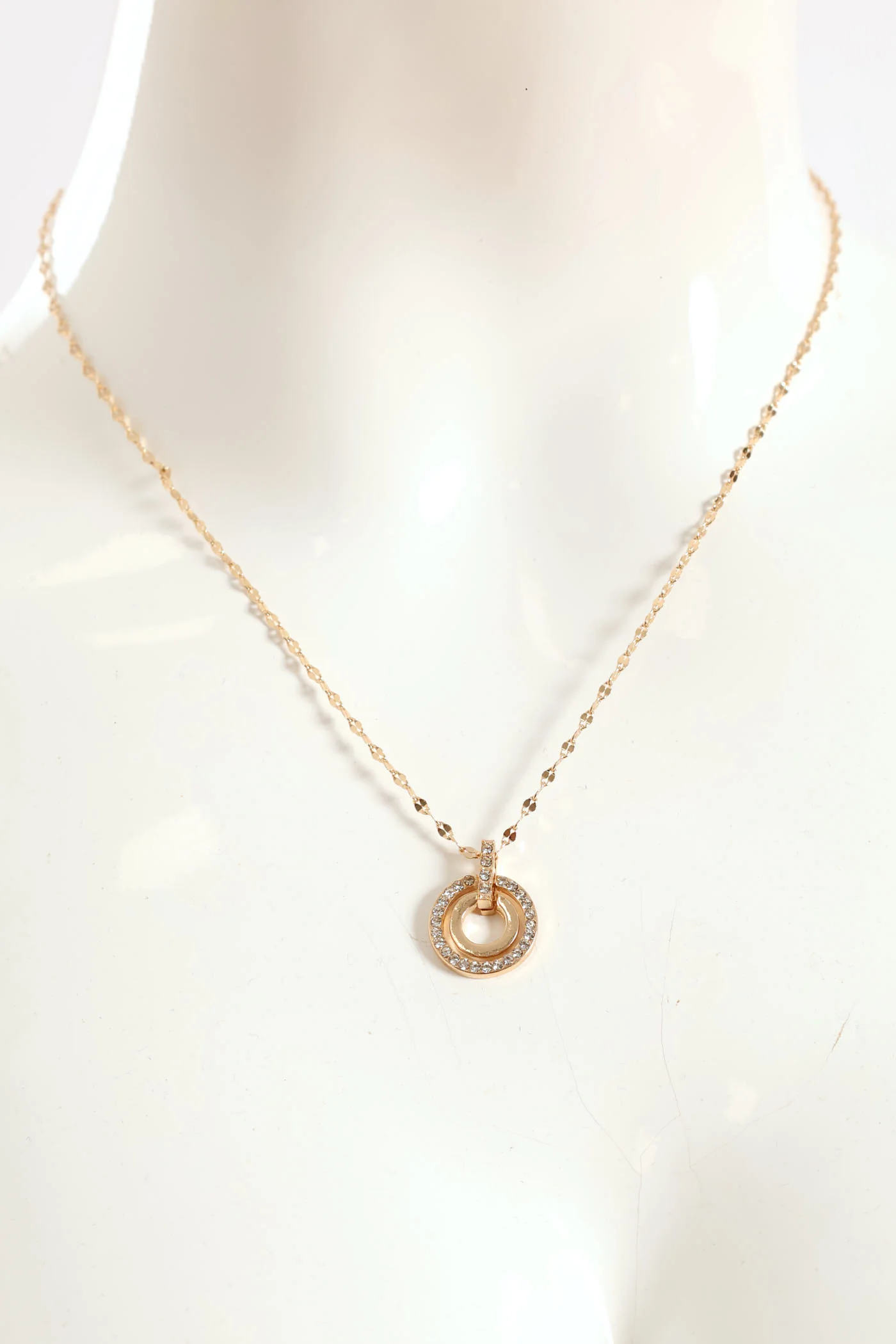 Diamante Drop Pendant & Earring Set - Gold - Image 2