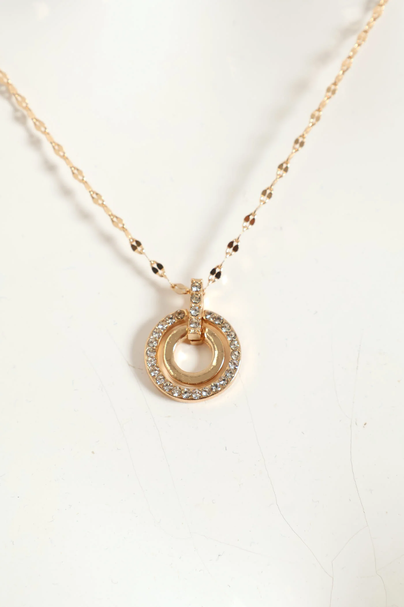 Diamante Drop Pendant & Earring Set - Gold - Image 3