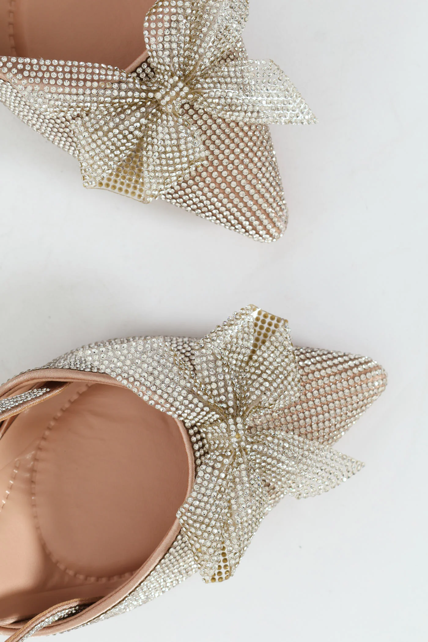 Diamante Encrusted With Bow Detail Slingback Heel - Silver - Image 2