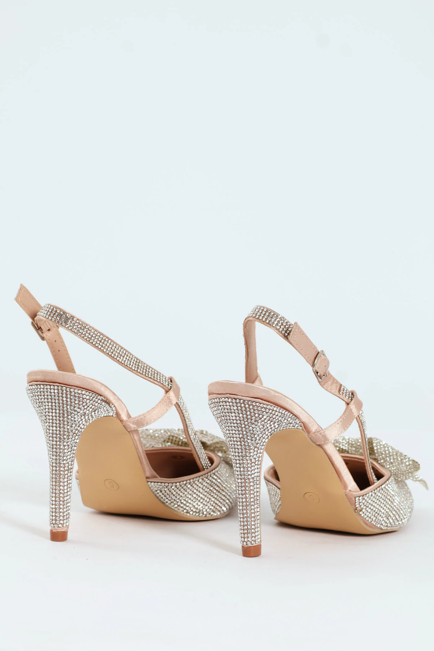 Diamante Encrusted With Bow Detail Slingback Heel - Silver - Image 5