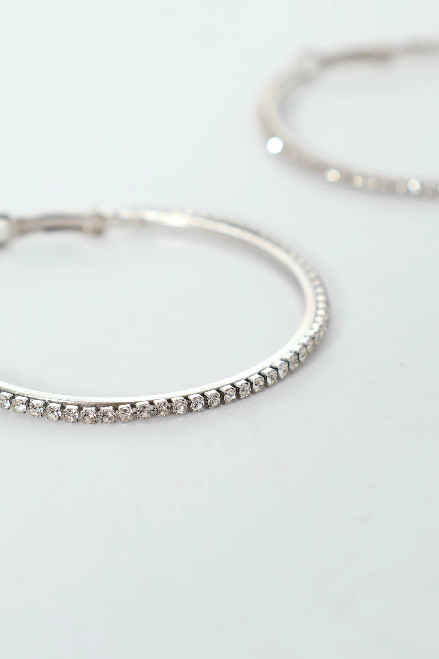 Diamante Hoop Earrings - Silver - Image 2