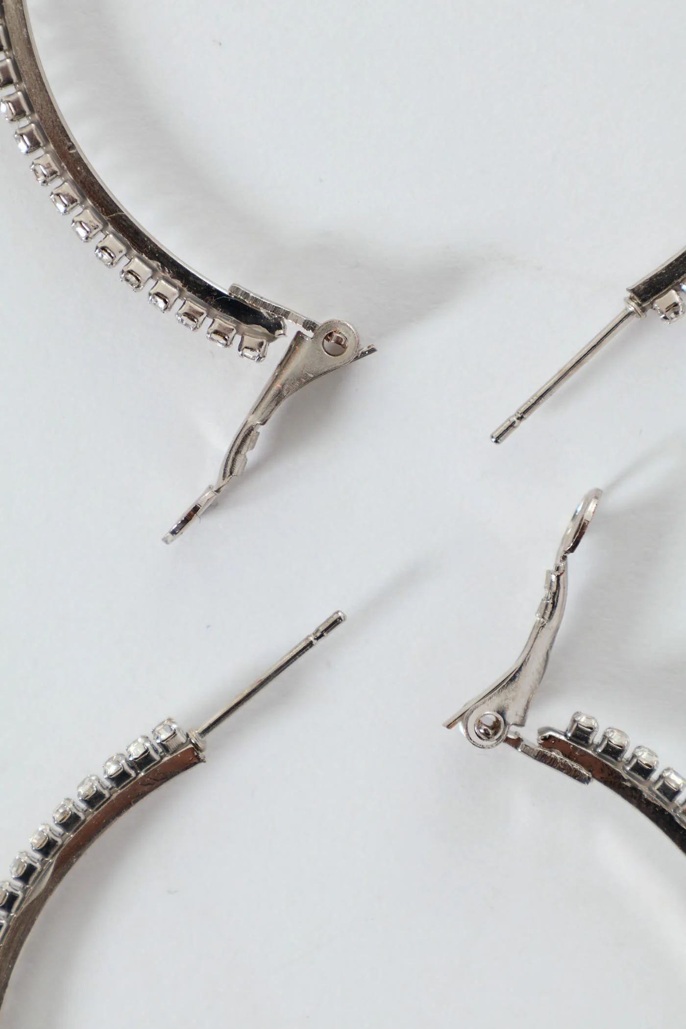 Diamante Hoop Earrings - Silver - Image 3