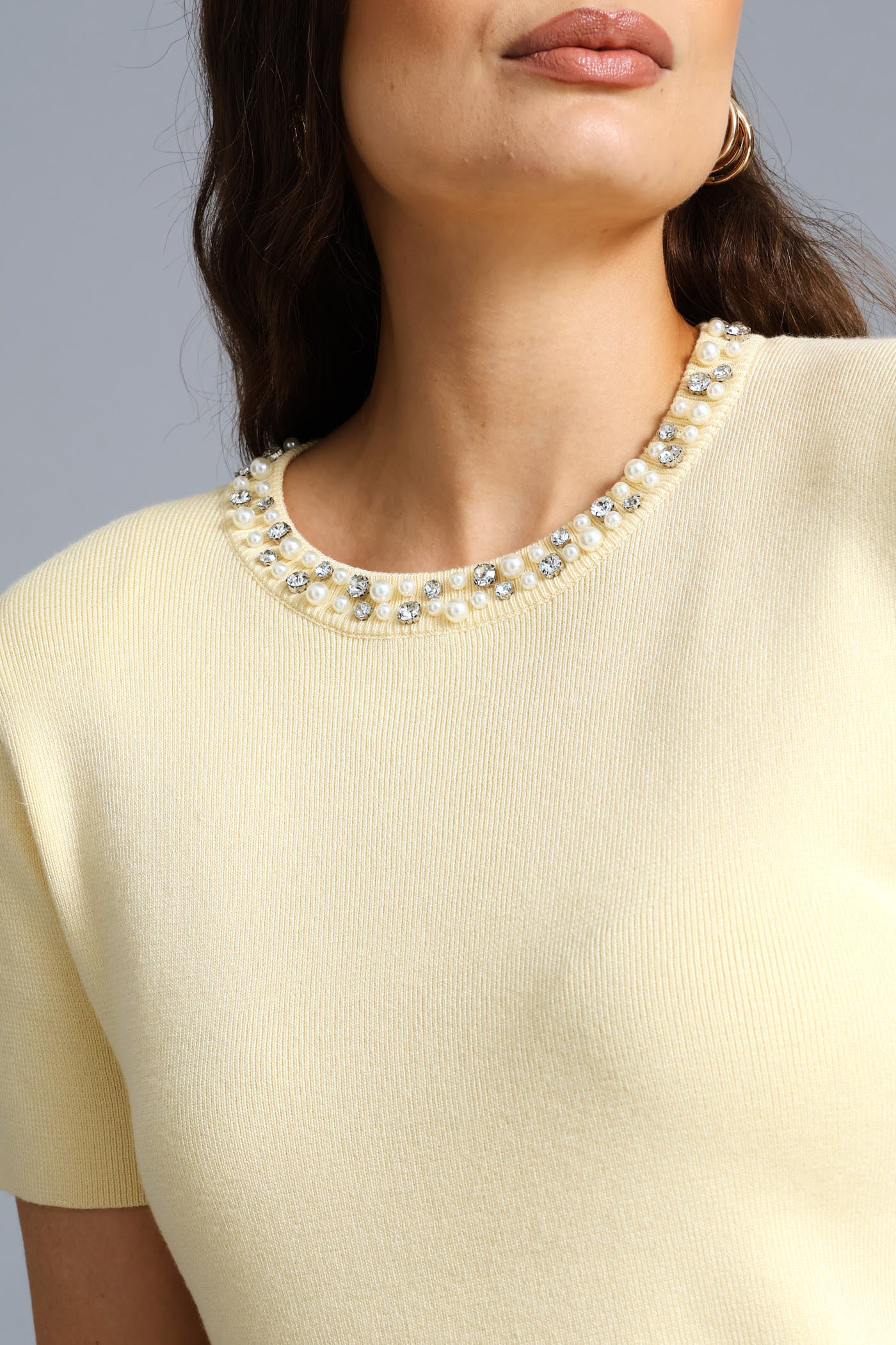 Diamante Knitwear Pullover - Butter Yellow - Image 2