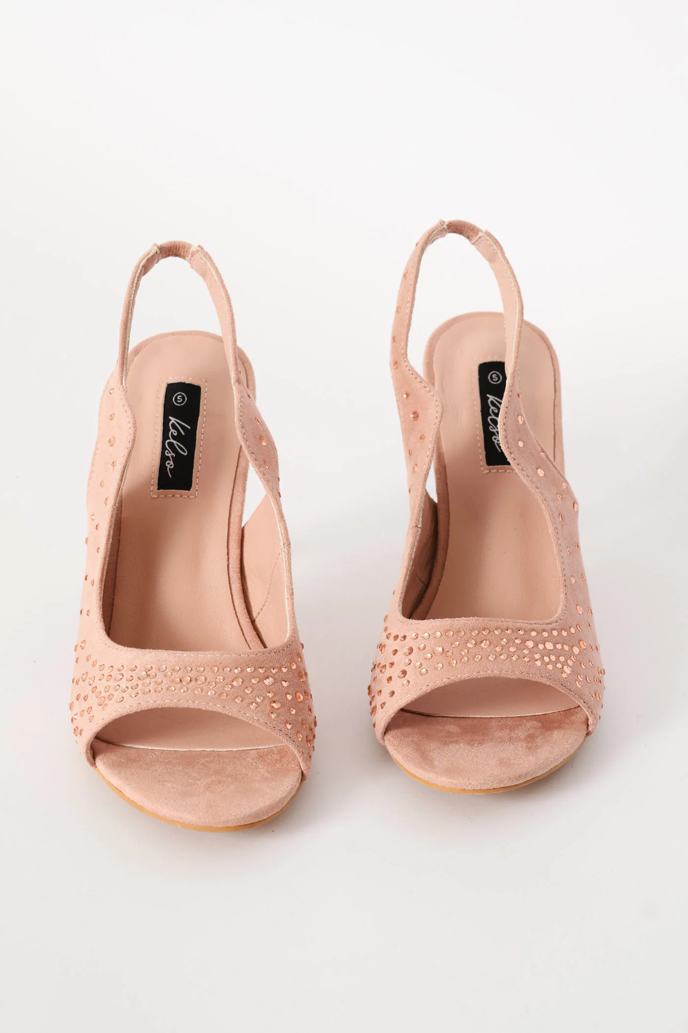 Diamante Peeptoe Slingback Heel - Blush - Image 2