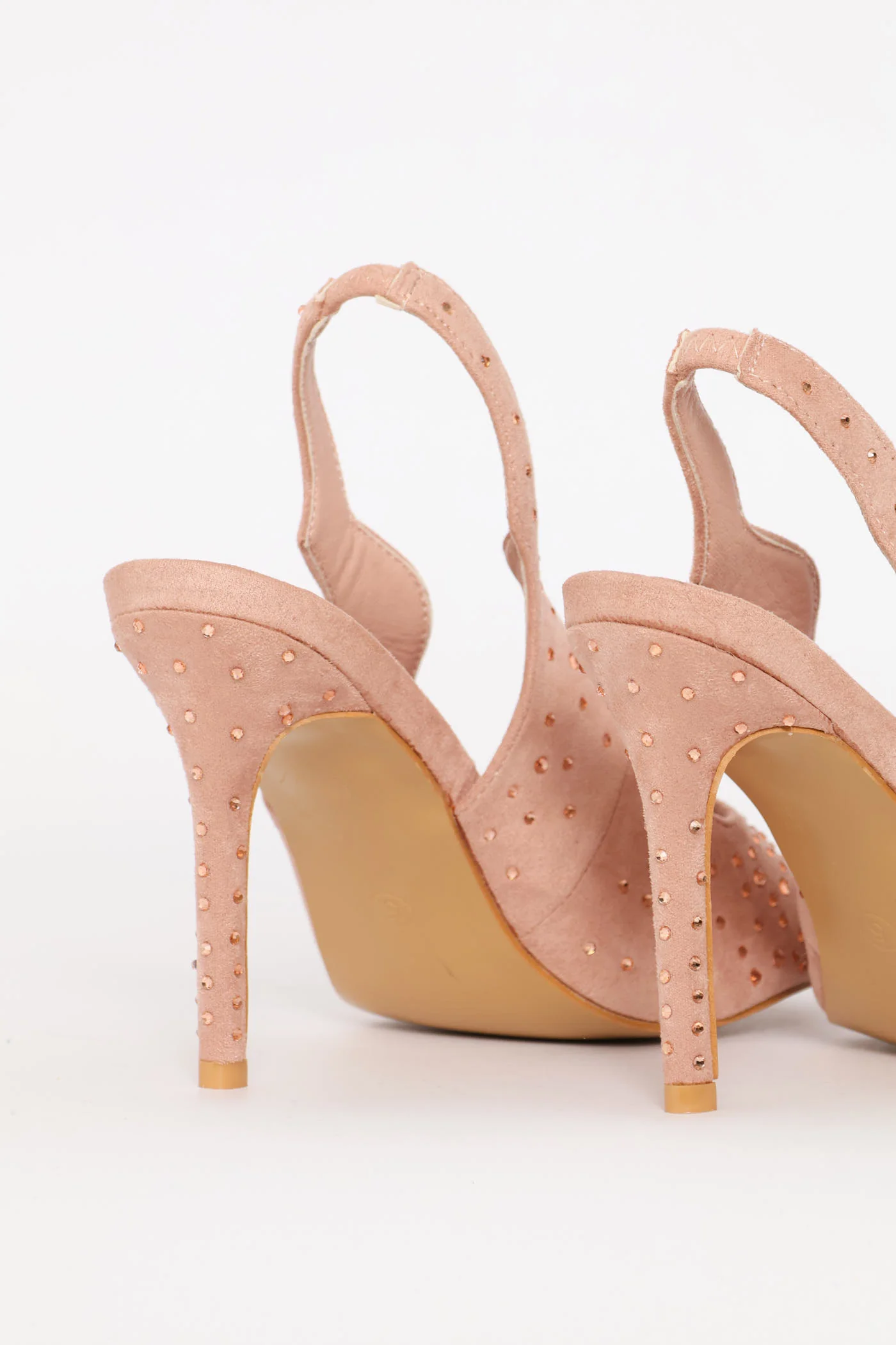 Diamante Peeptoe Slingback Heel - Blush - Image 3