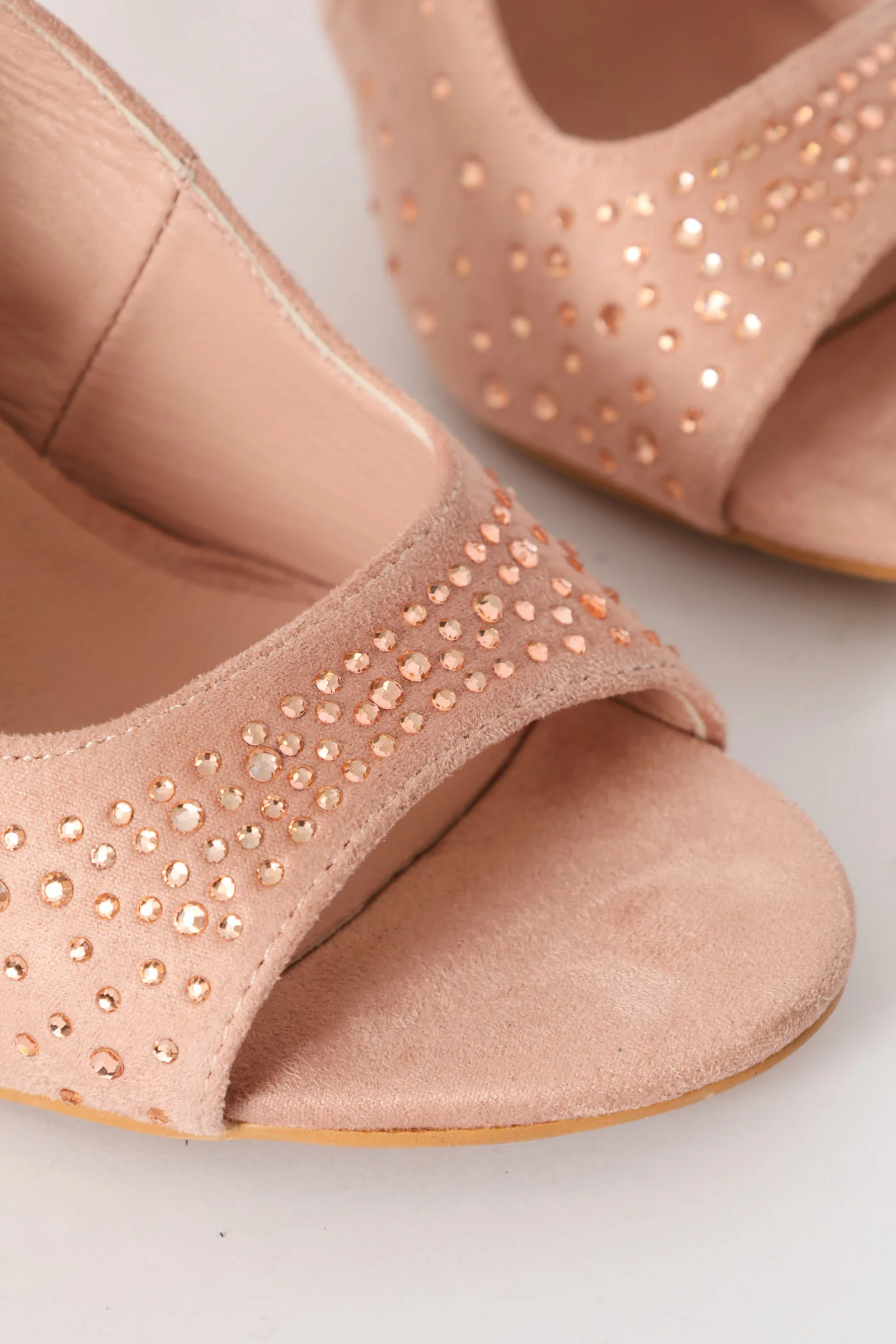 Diamante Peeptoe Slingback Heel - Blush - Image 4
