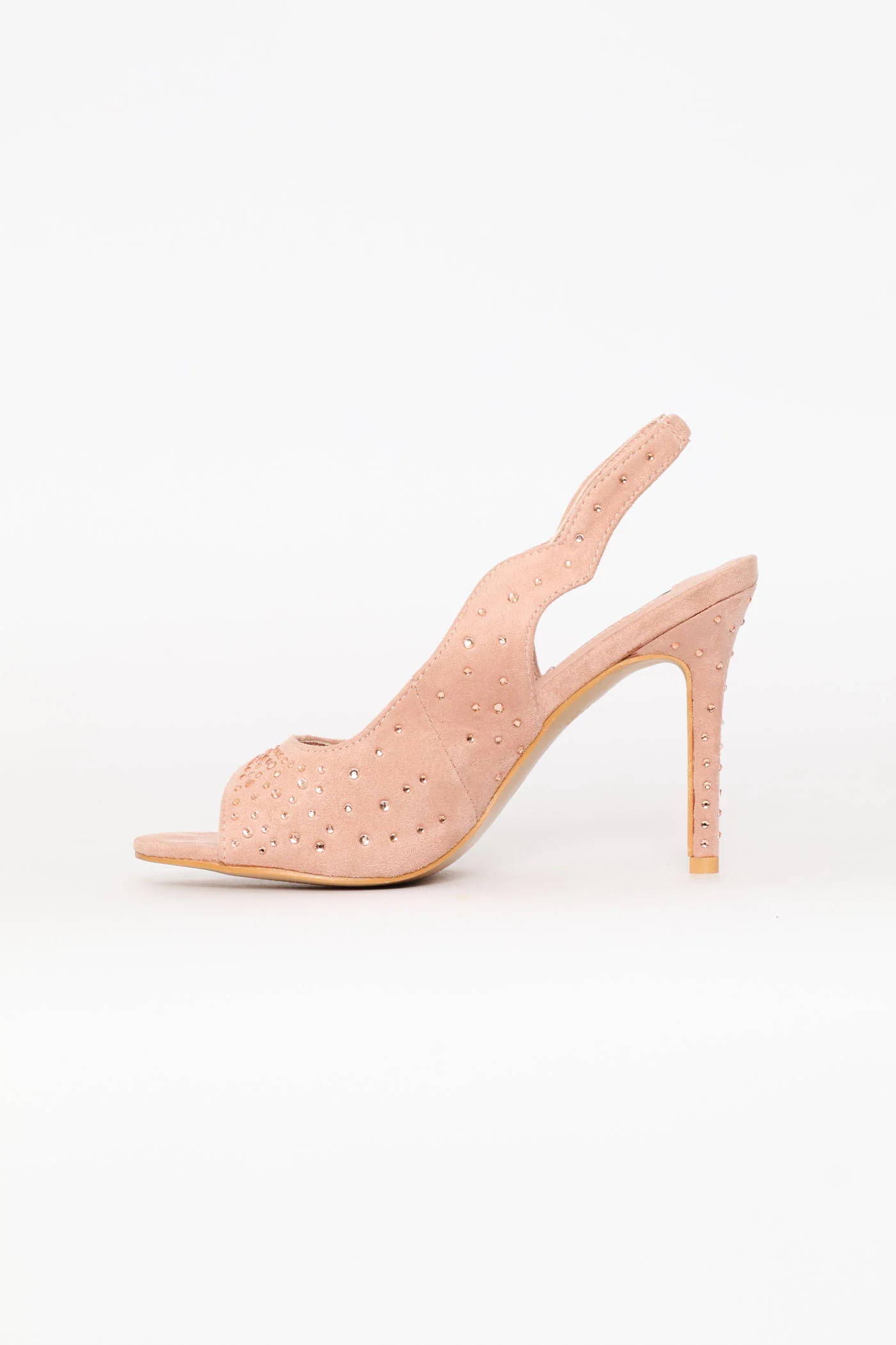 Diamante Peeptoe Slingback Heel - Blush - Image 5