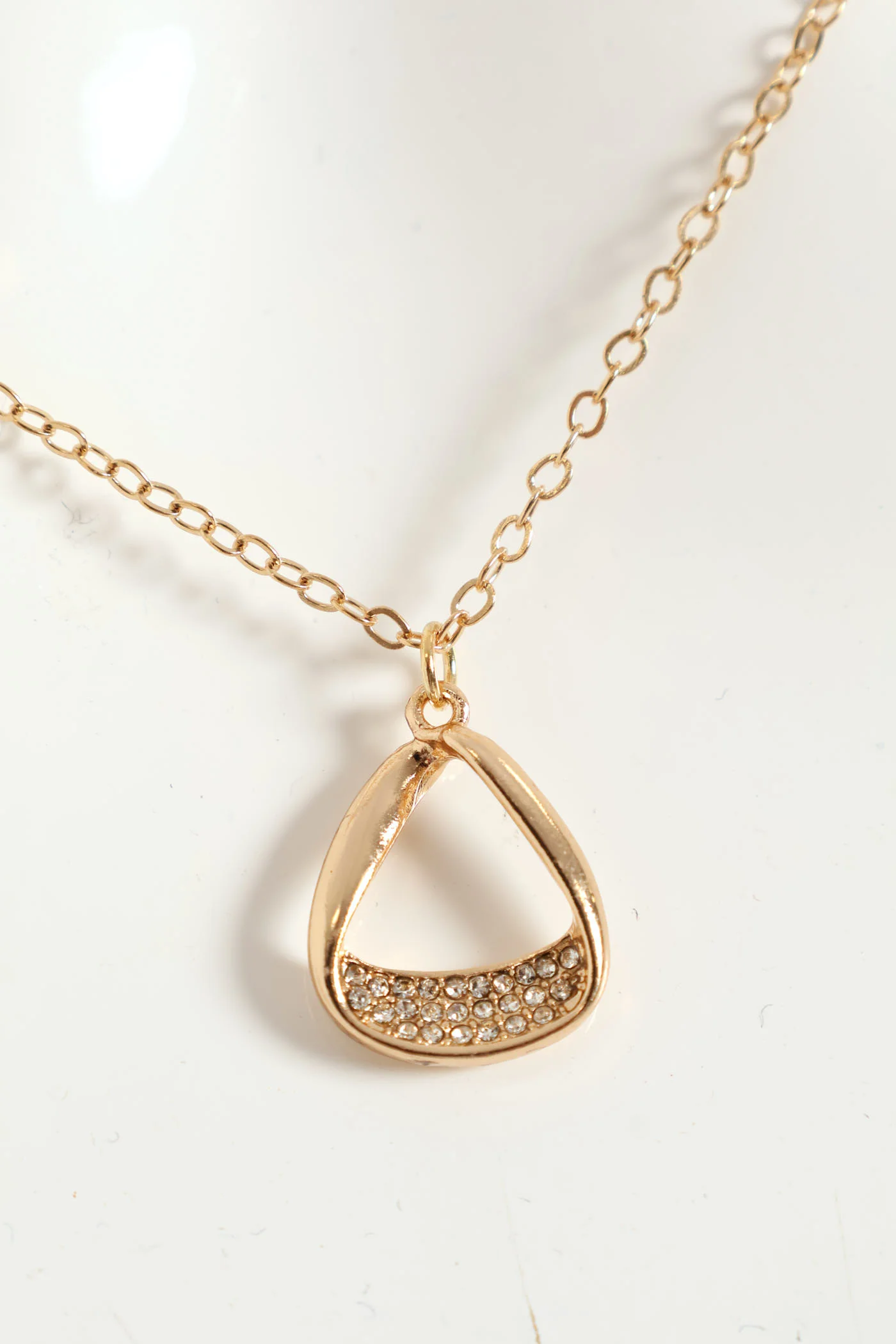 Diamante Pendant Necklace - Gold - Image 2