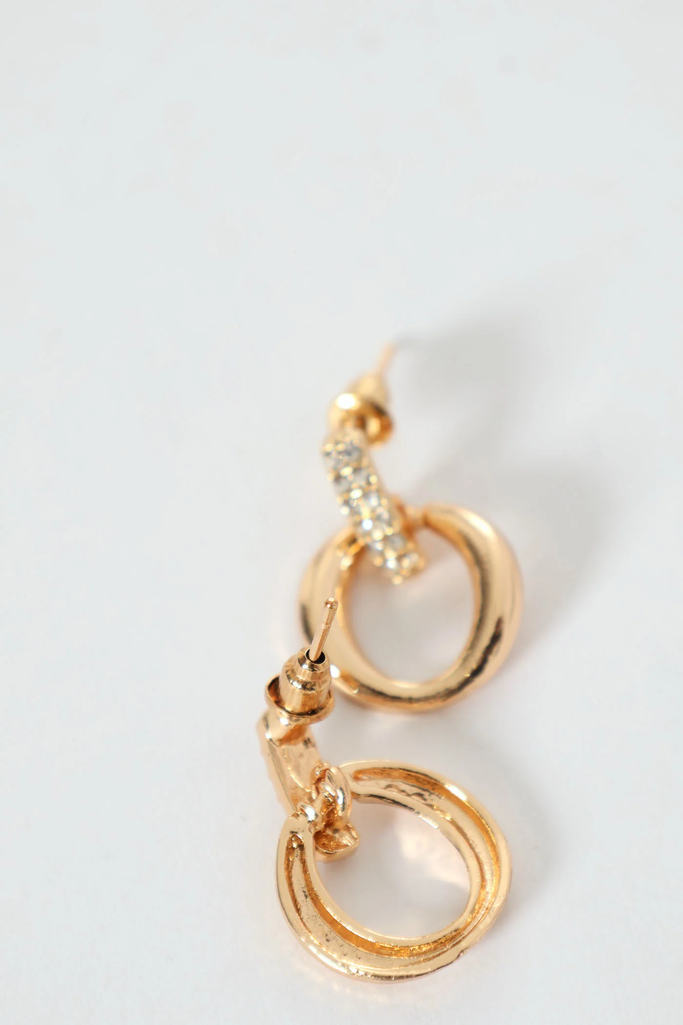 Diamante Small Door Knocker Earring - Gold - Image 2