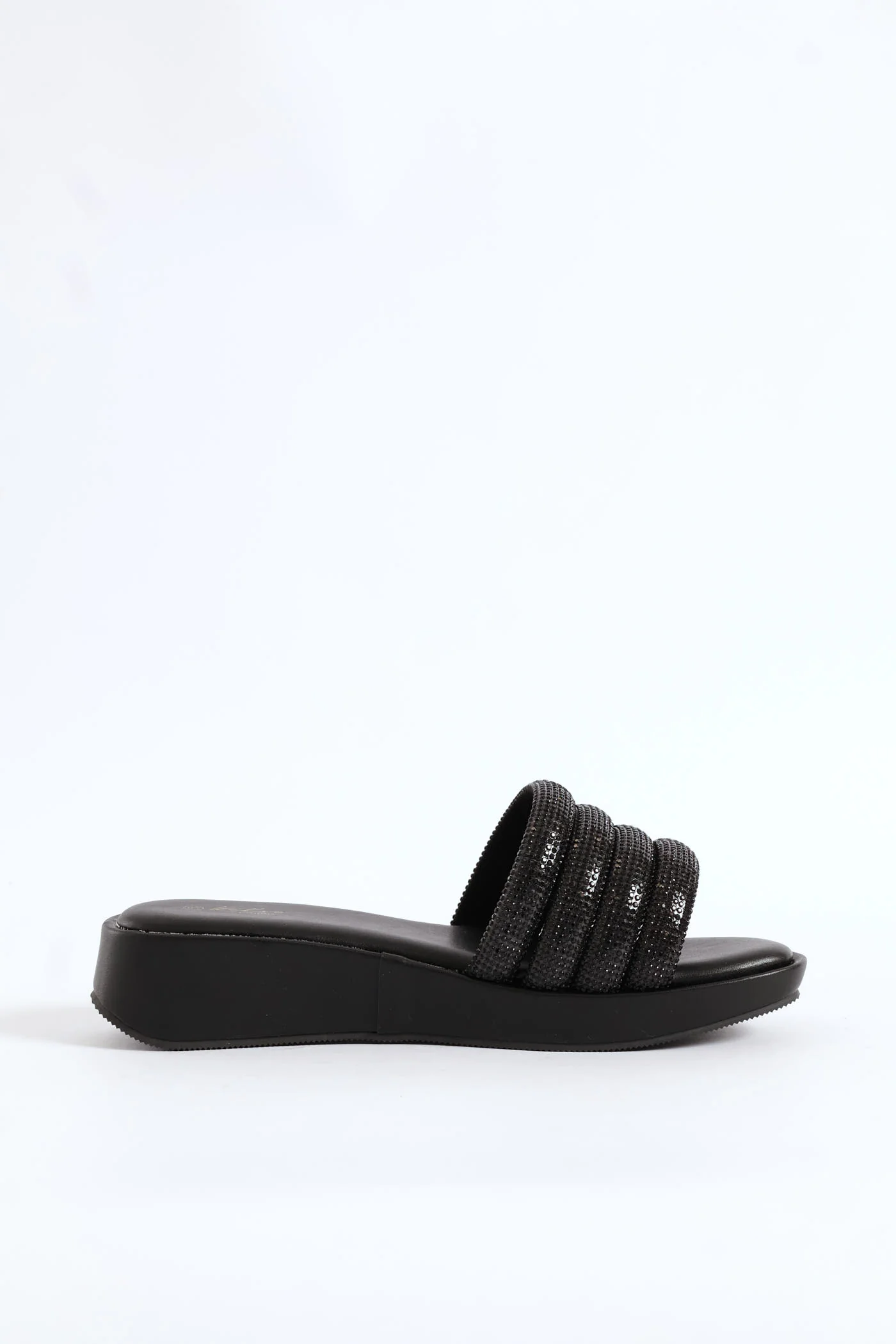 Diamante Strap Sandal - Black - Image 2