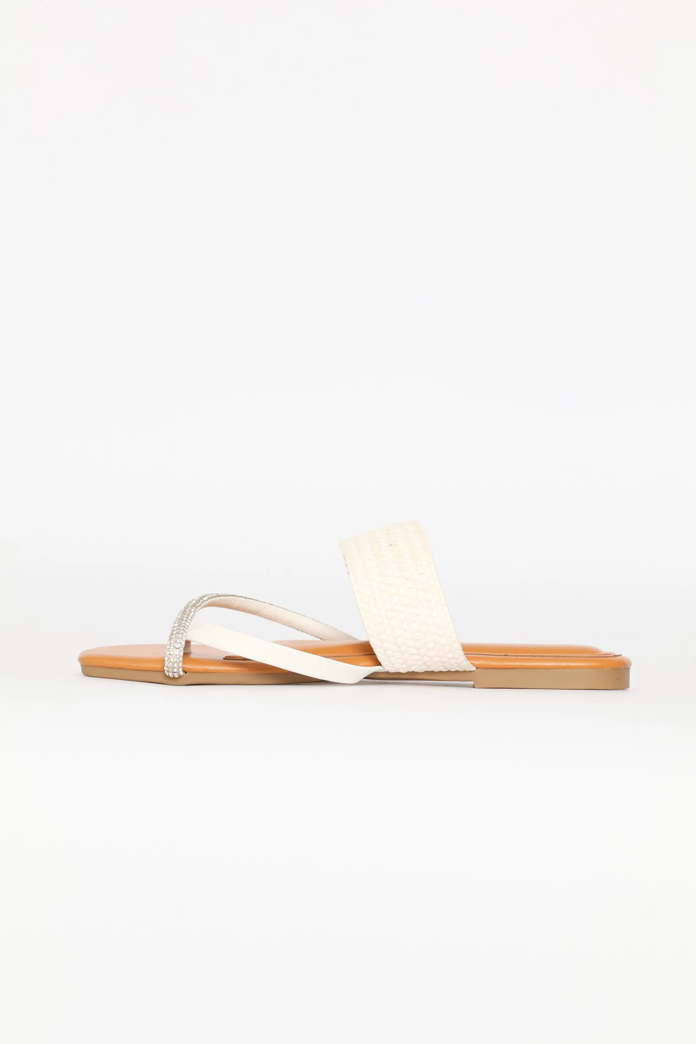 Diamante Strap Toe Post Sandal - White - Image 3