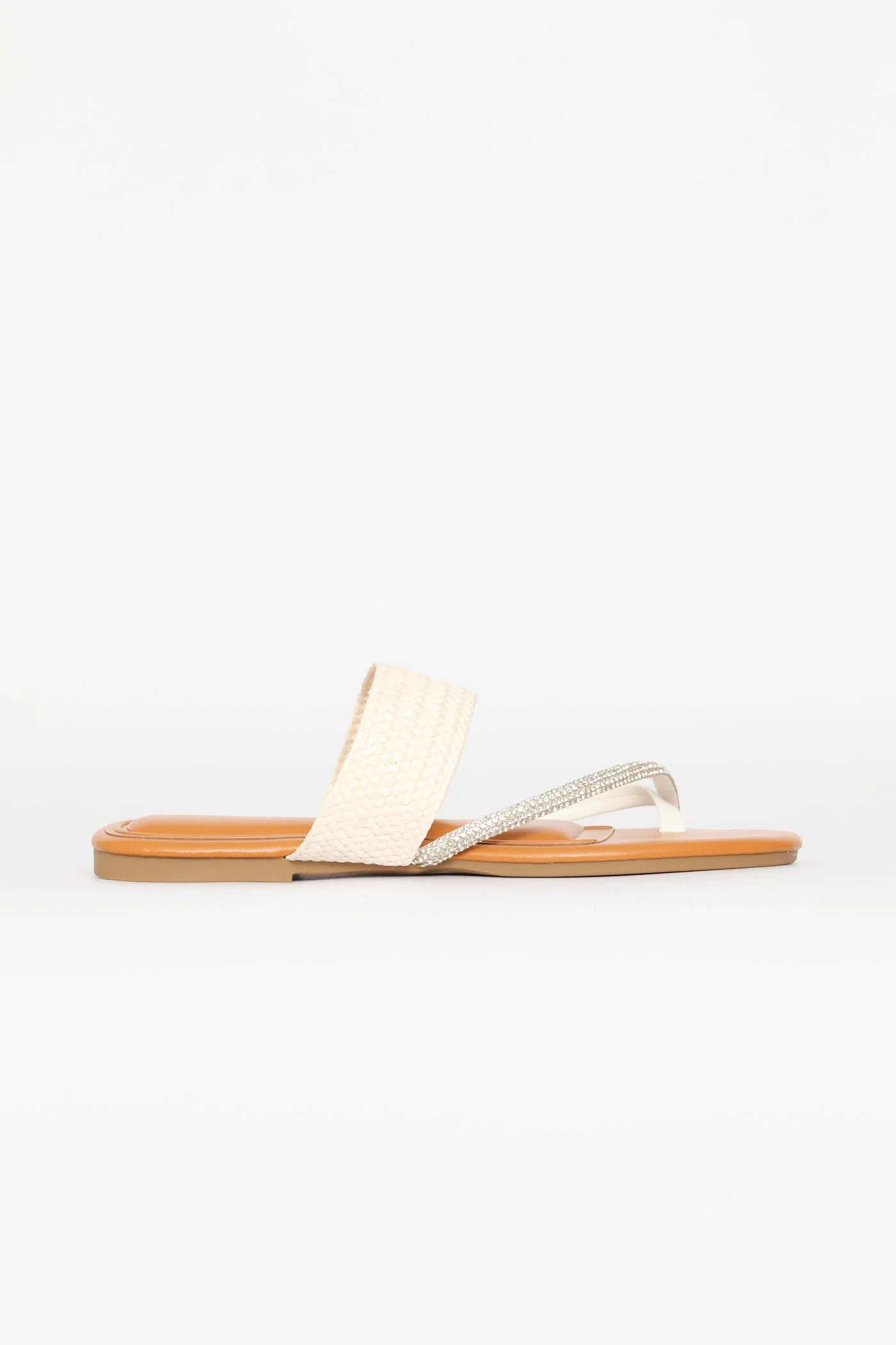 Diamante Strap Toe Post Sandal - White - Image 4