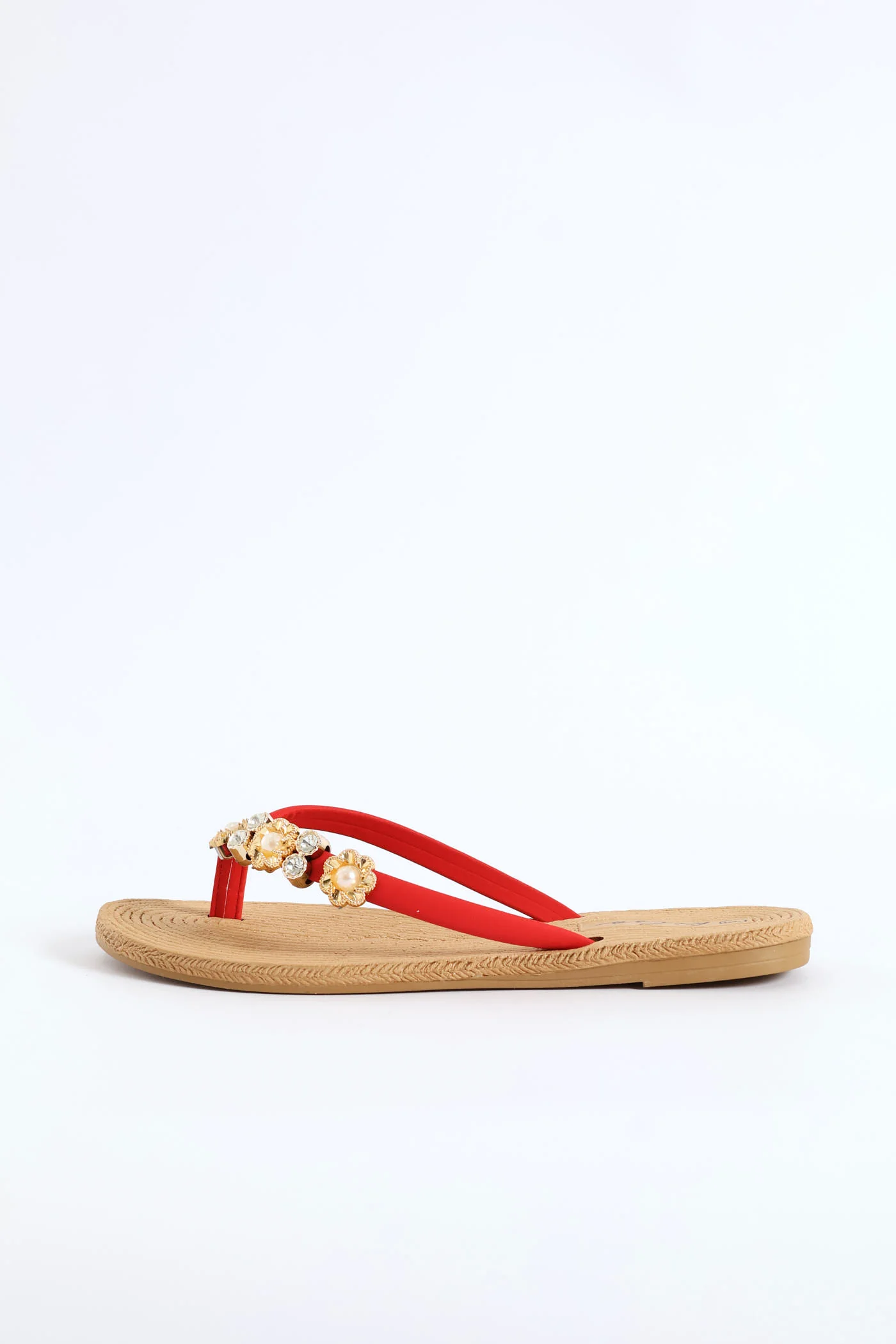 Diamante Trm Thong Sandal - Red - Image 3