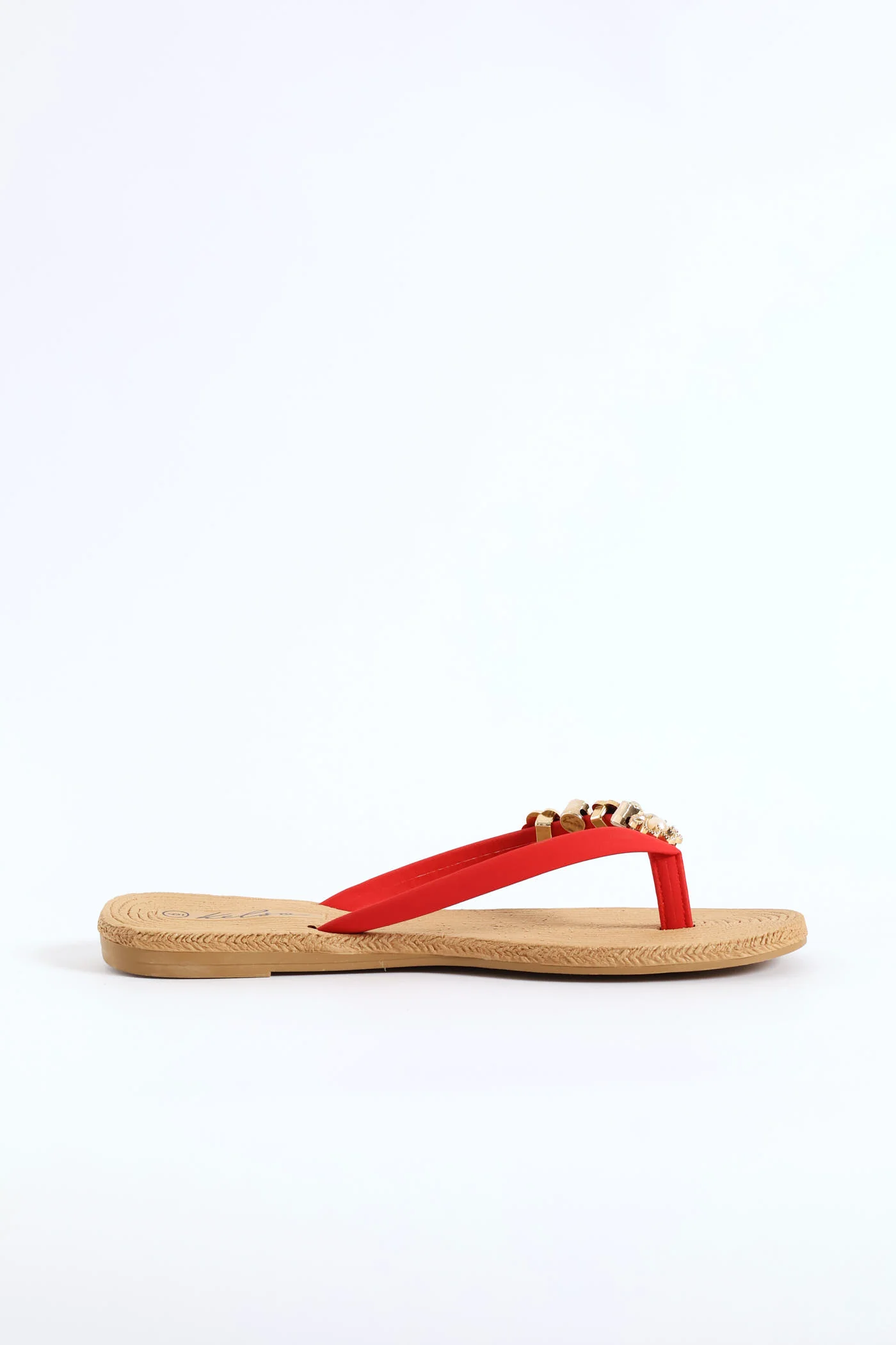 Diamante Trm Thong Sandal - Red - Image 4