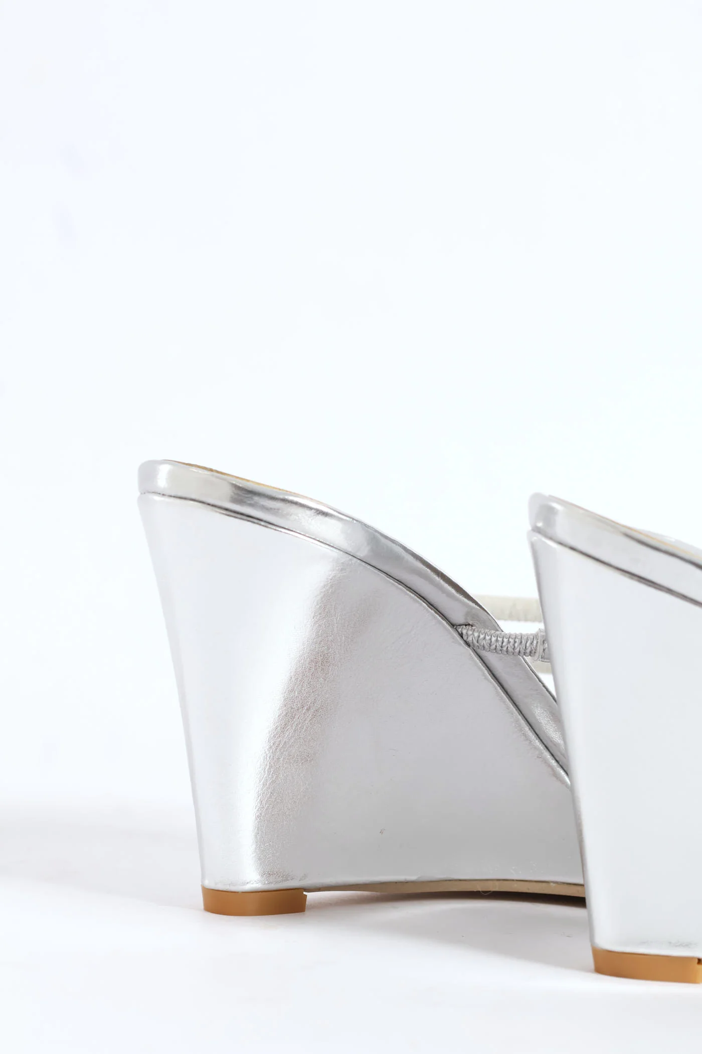 Diamante Z Strap Wedge Heel - Silver - Image 5