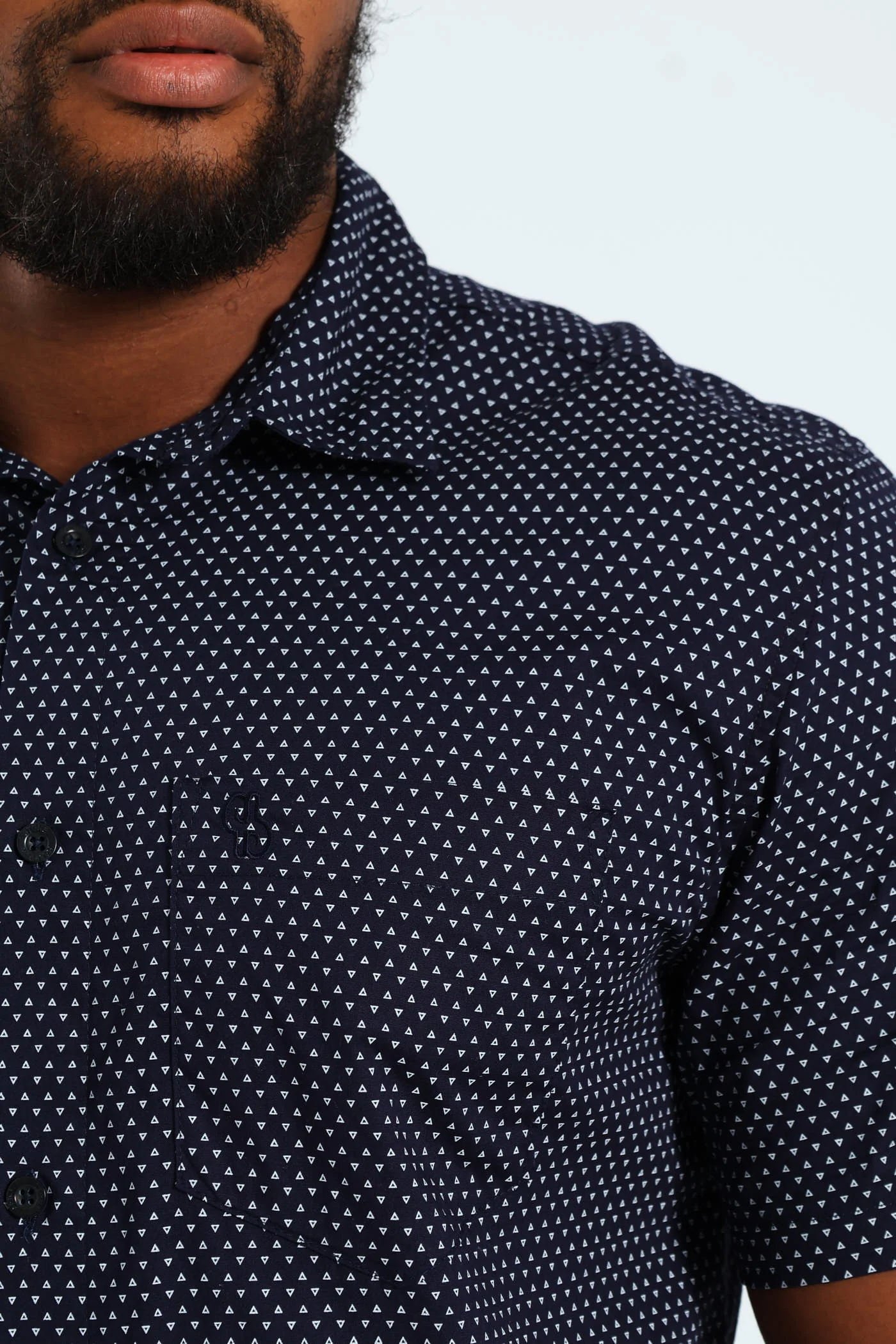 Diamond Geo Print Shirt - Navy - Image 3