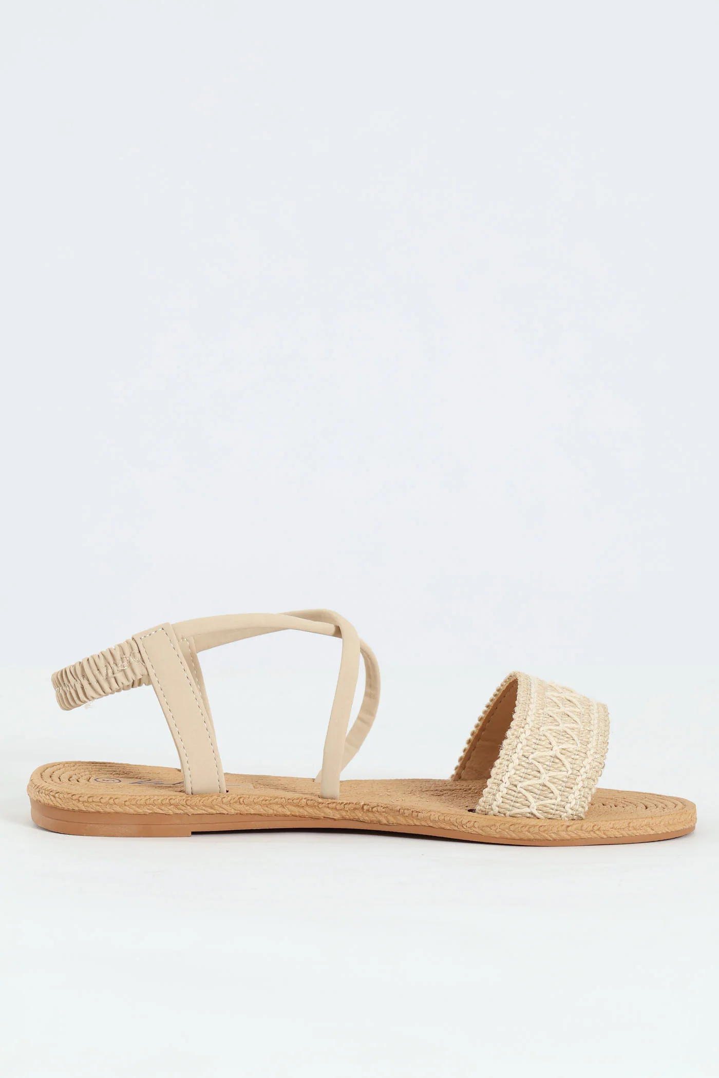 Diamond Print Elasticated Slingback Sandal  - Natural - Image 3