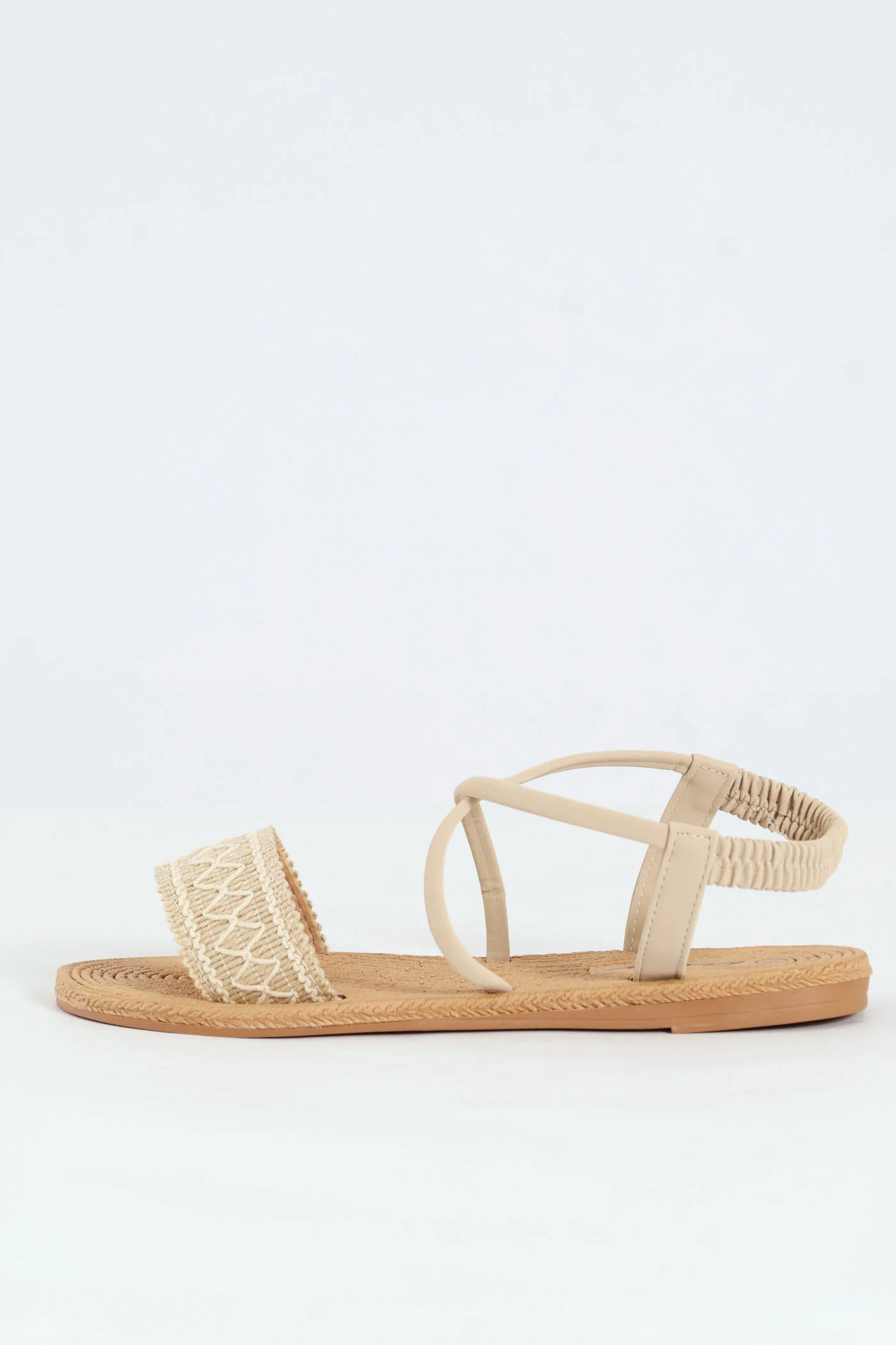 Diamond Print Elasticated Slingback Sandal  - Natural - Image 4
