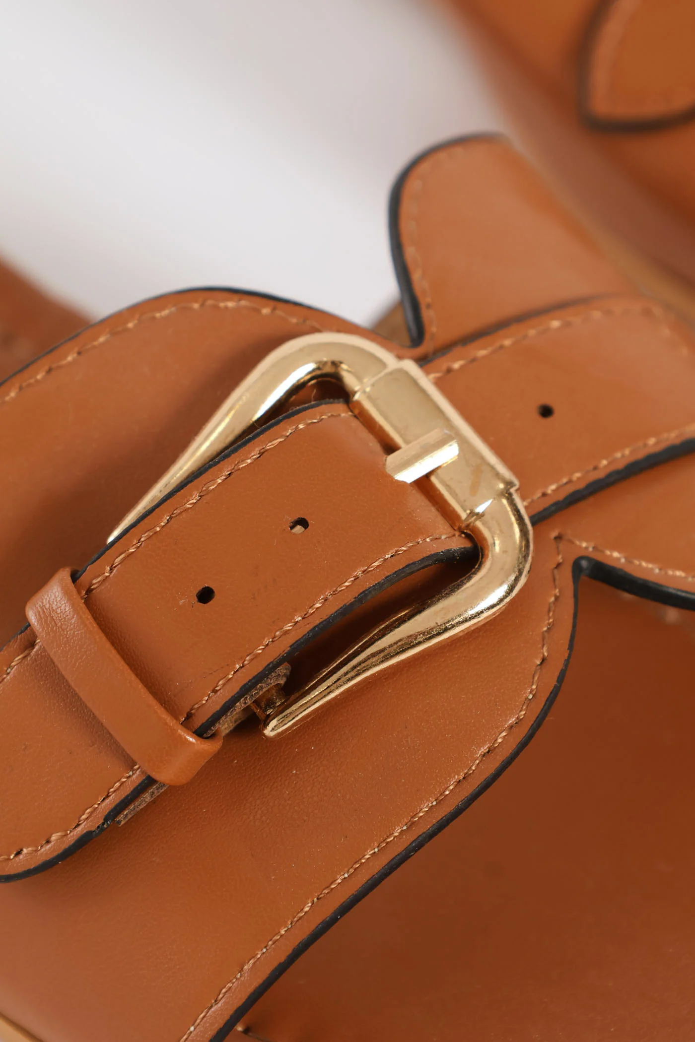 Diamond Shape Buckle Detail Sandal - Tan - Image 2