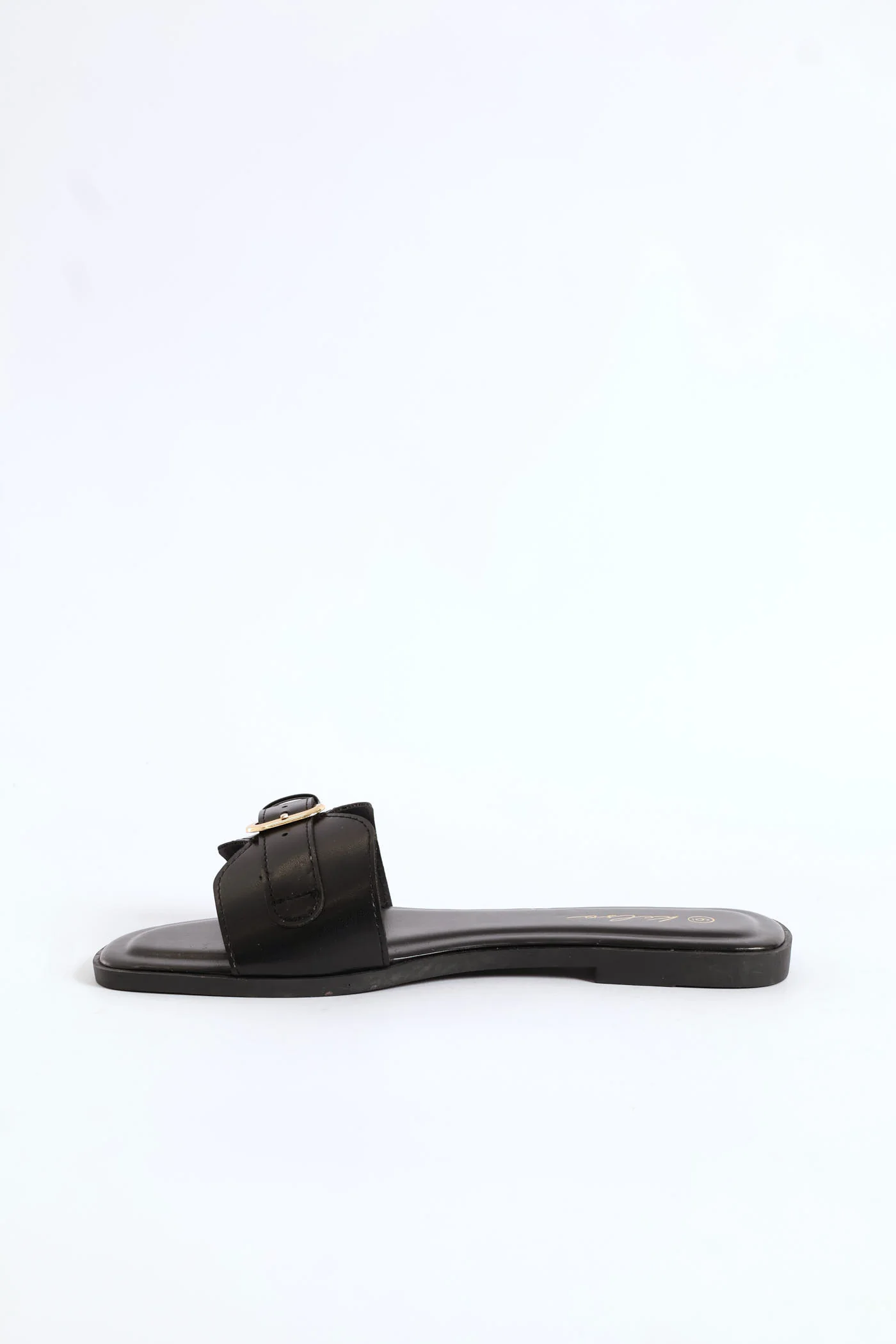 Diamond Shape Upper Buckle Detail Sandal - Black - Image 4