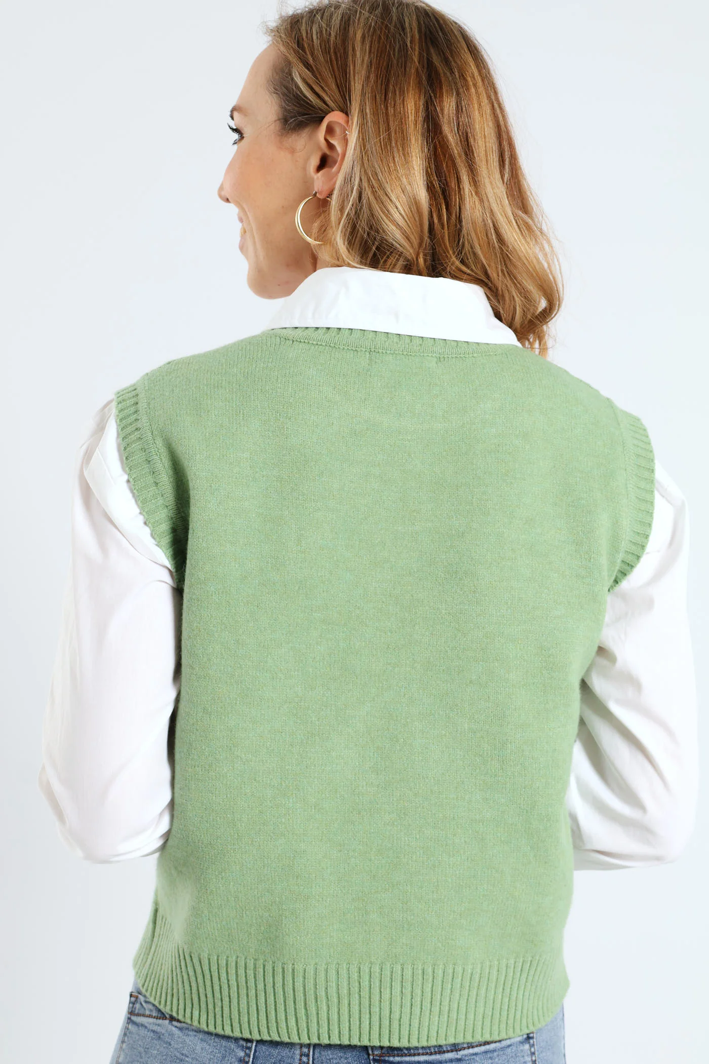 Diamond Textured Vest - Matcha - Image 3