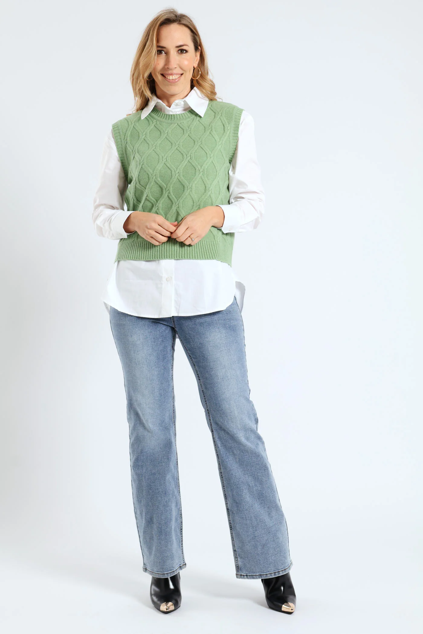 Diamond Textured Vest - Matcha - Image 4