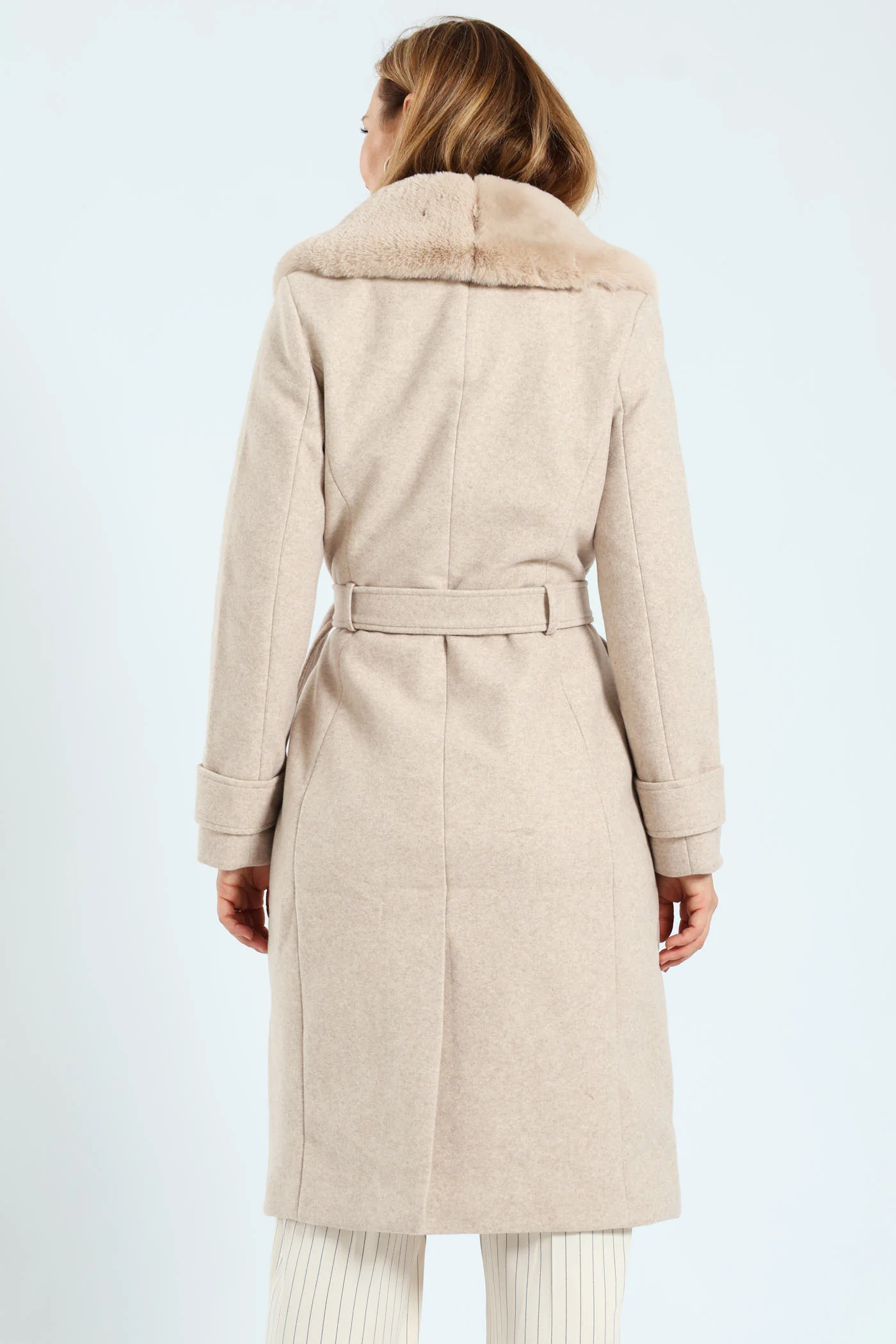 Diana Fur Collar Coat - Oatmeal - Image 13