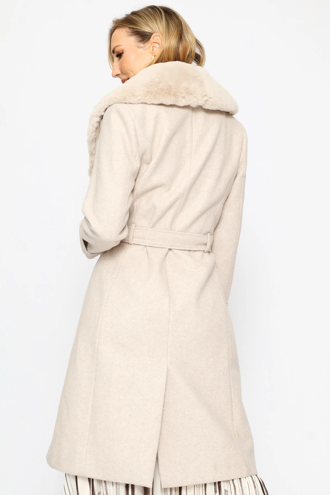Diana Fur Collar Coat - Oatmeal - Image 6