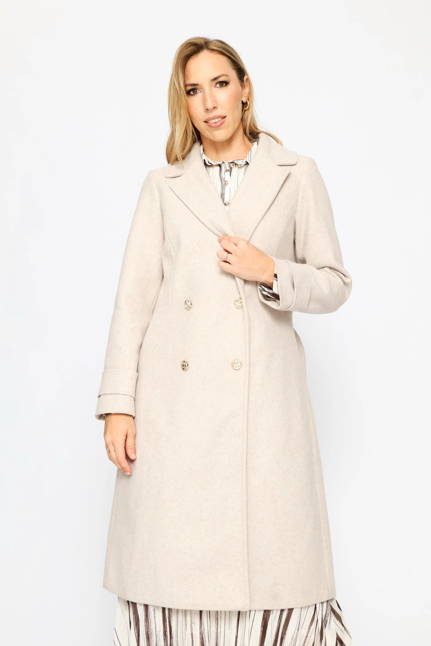 Diana Fur Collar Coat - Oatmeal - Image 8