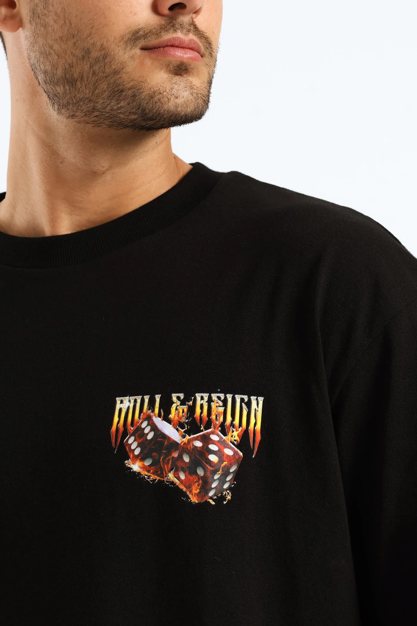 Dice Flame Oversized Tee - Black - Image 4