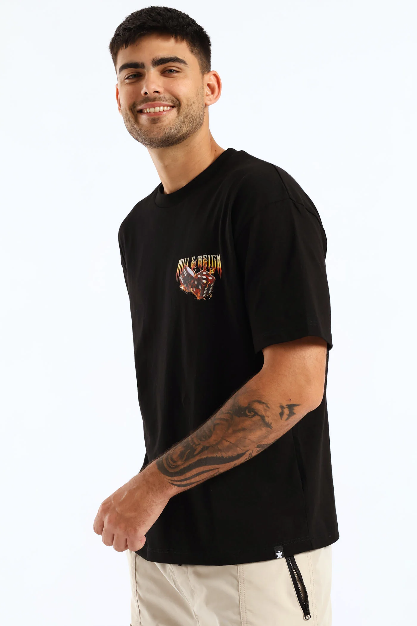 Dice Flame Oversized Tee - Black - Image 5