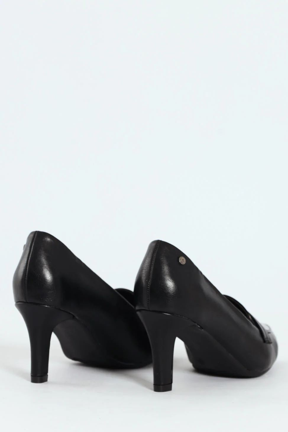 Dina Pointed Toe Mocassin Detail Upper Court Heel - Black - Image 4